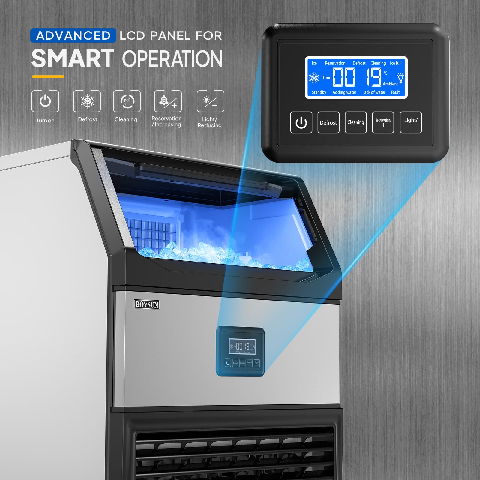 ROVSUN 24" 440 lb. 450W 115V Air Cooled Ice Machine Maker Under Counter