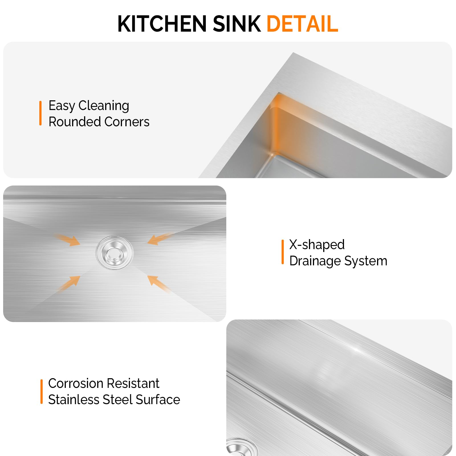 ROVSUN 30" x 22" Drop-in Stainless Steel Sink for Kitchen Silver