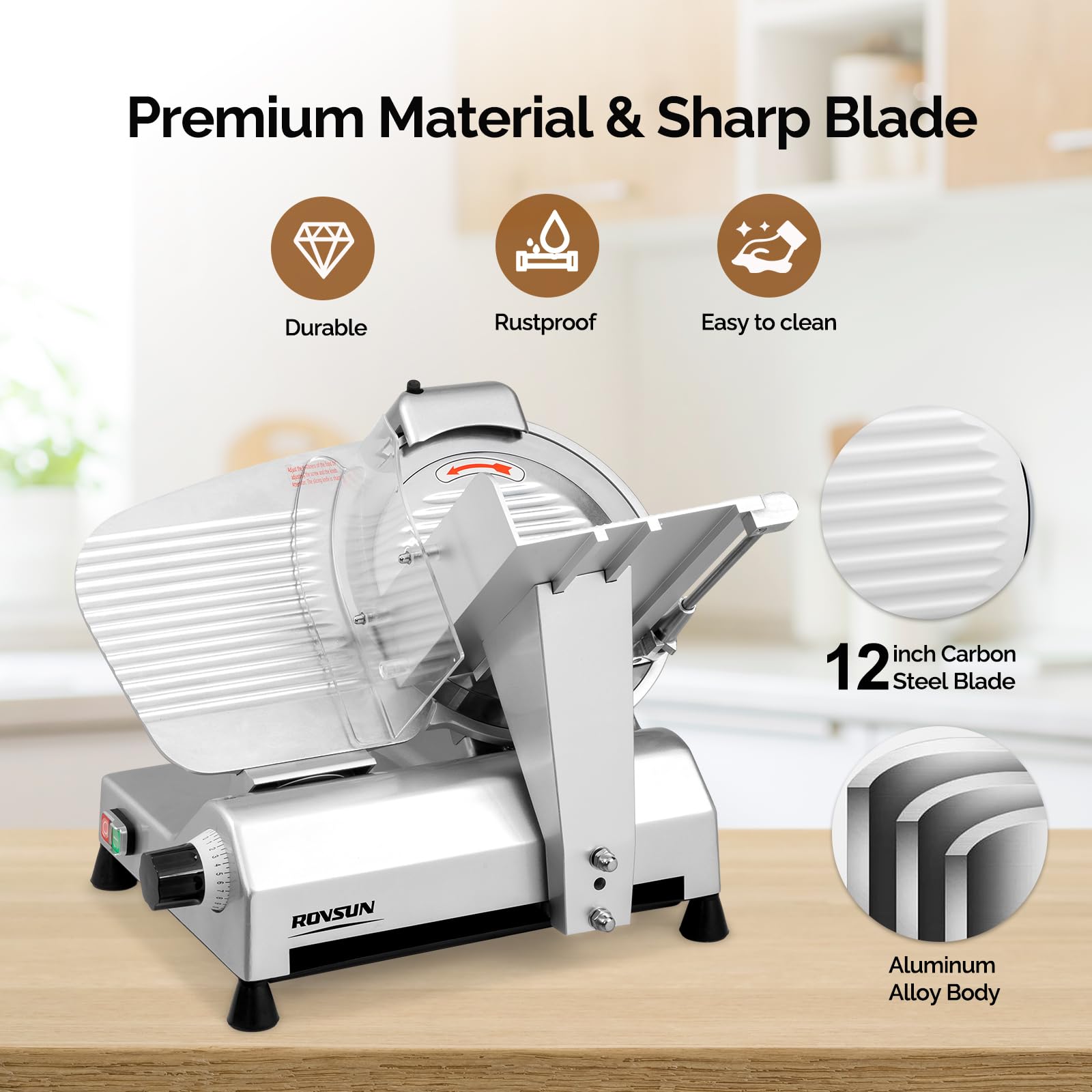 ROVSUN 270W 110V Manual Commercial Meat Slicer with 12" Blade