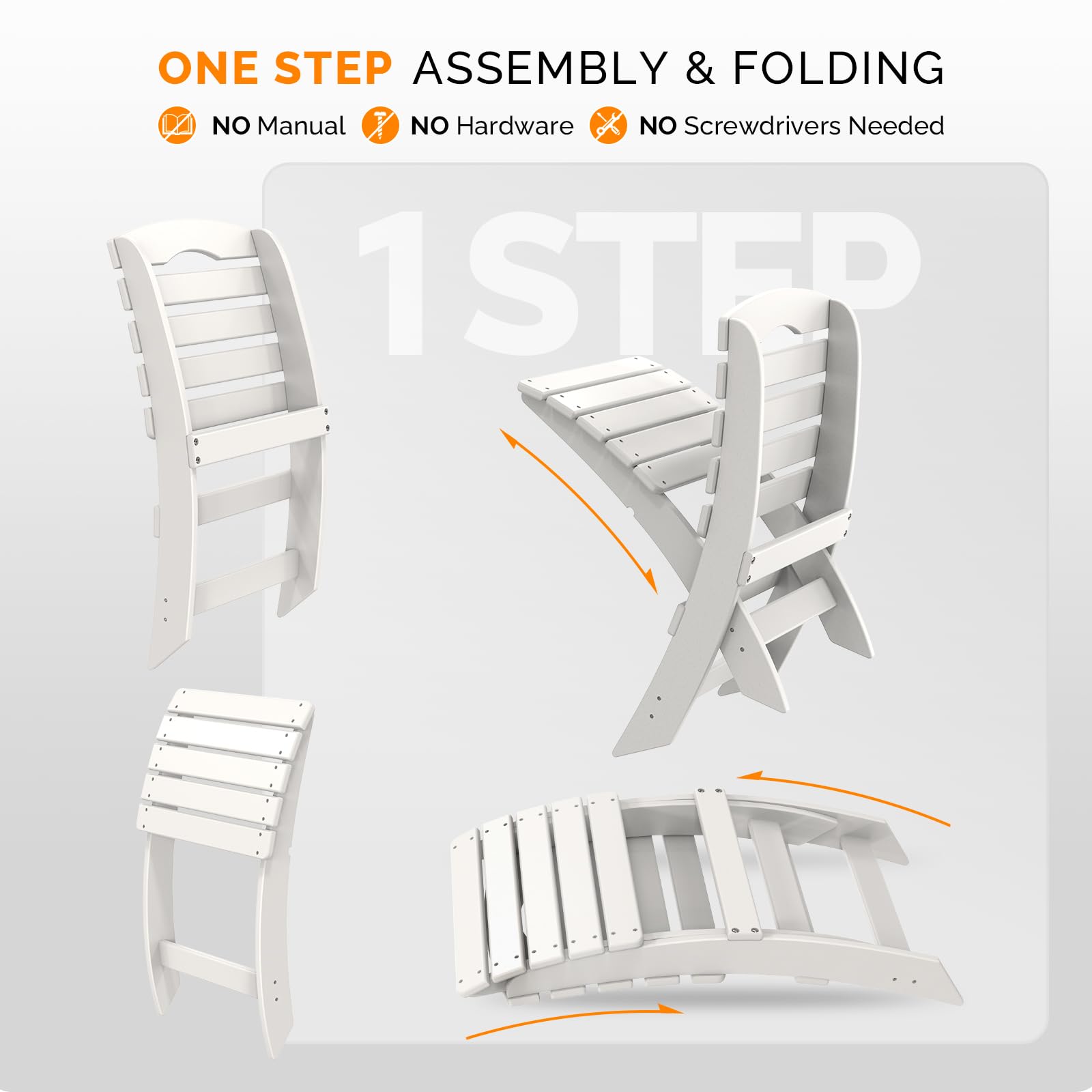 Portable Plastic Folding HDPE Adirondack Chair White