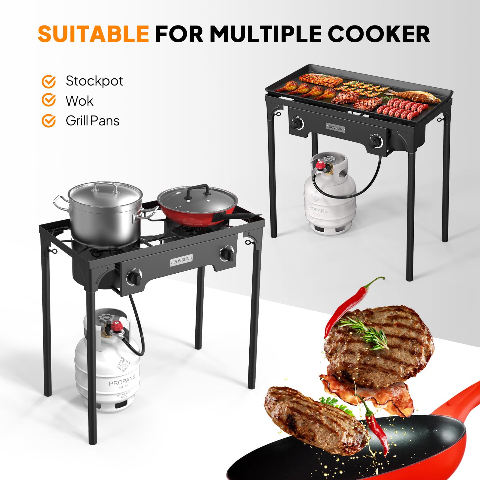 ROVSUN 2-Burner 150,000 BTU Outdoor Camping Propane Stove