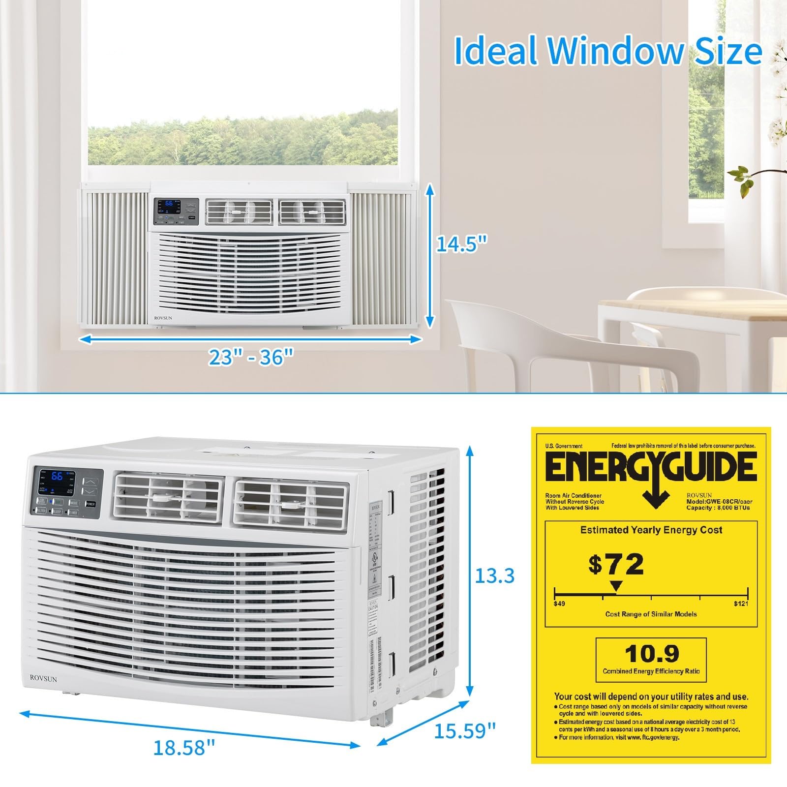 ROVSUN 8000 BTU 115V Window Air Conditioner with Install Kit-1