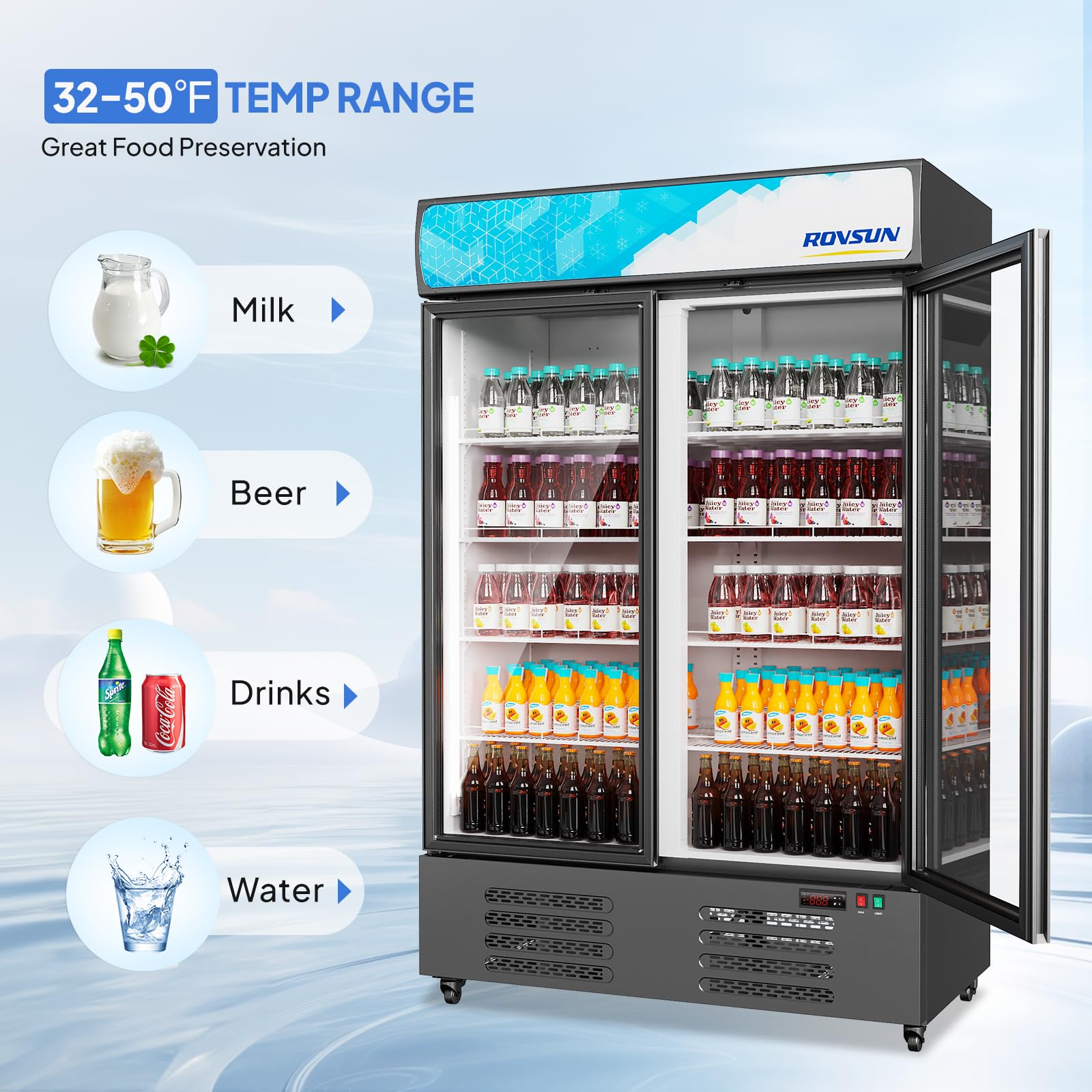 ROVSUN 50" 35 Cu.Ft. 370W 115V Black Beverage Refrigerator