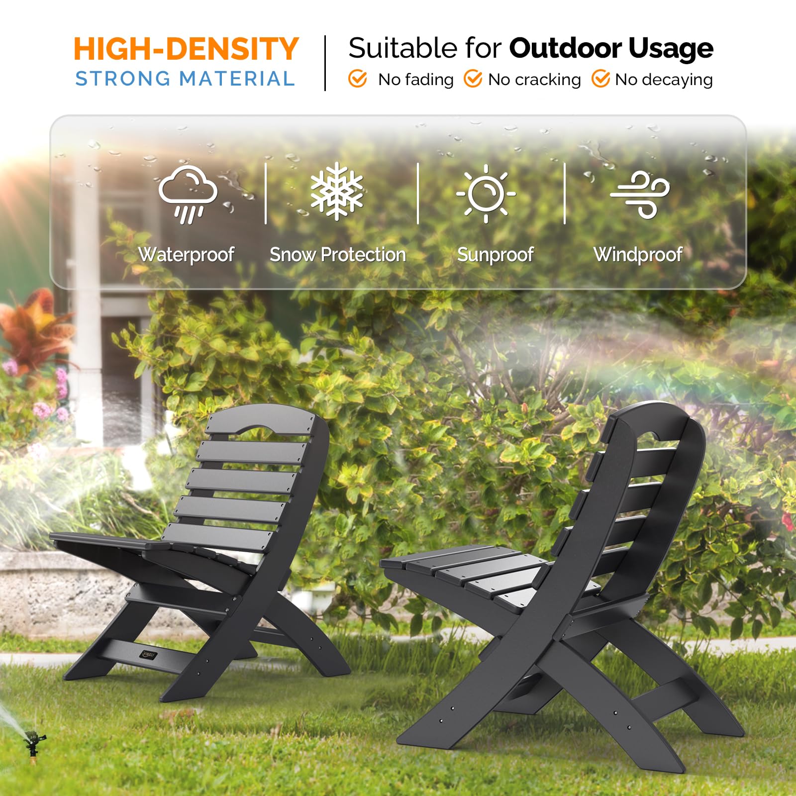 Portable Plastic Folding HDPE Adirondack Chair Black