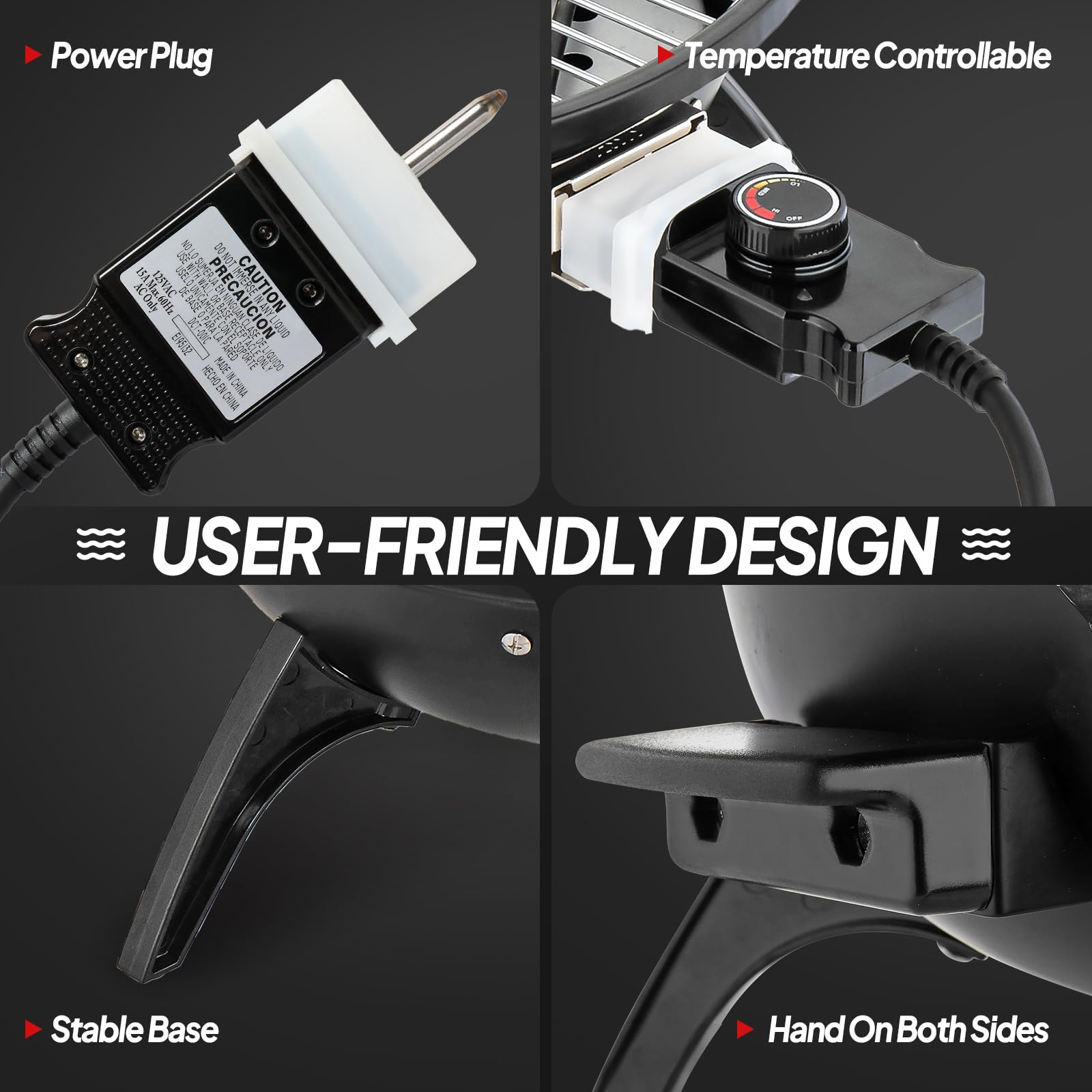 ROVSUN 1,600W Tabletop Electric Grill with Temperature Control Red