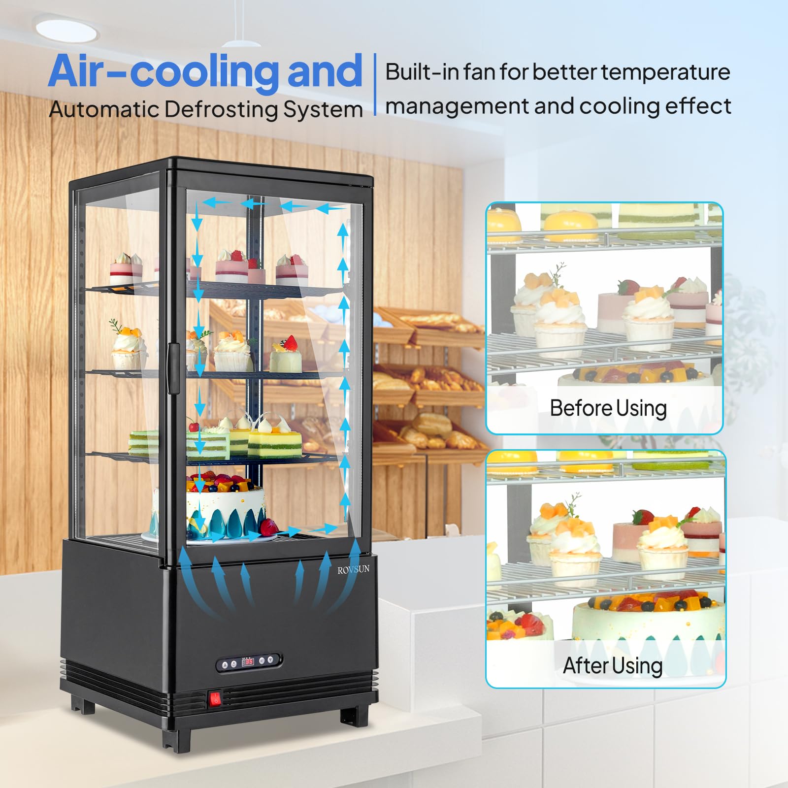 ROVSUN 18" 3 Cu.Ft. 170W 110V Four-Sided Refrigerated Bakery Display Case