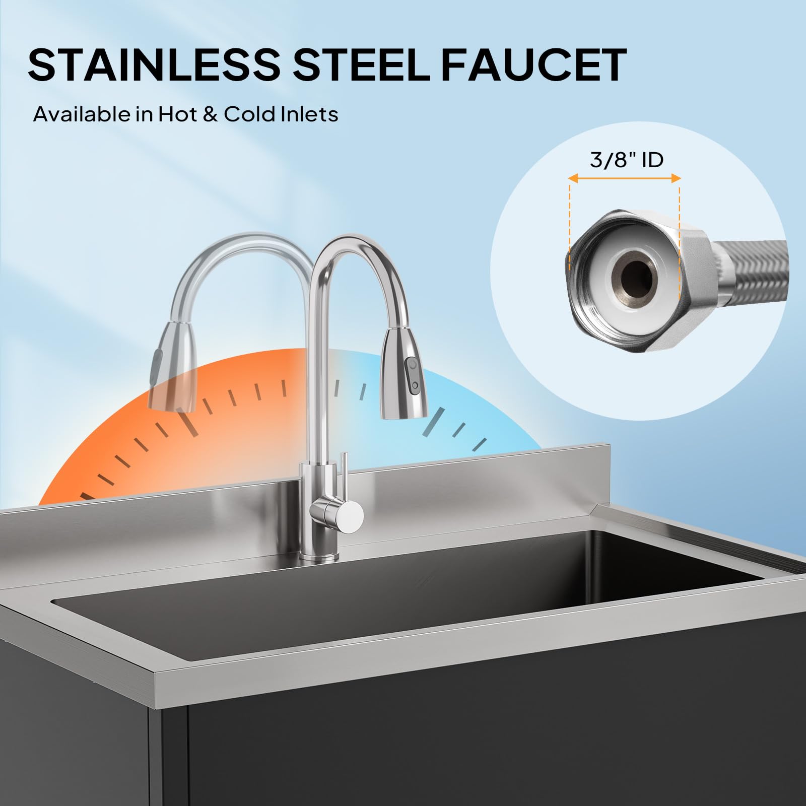 ROVSUN 36" x 20" Stainless Steel Utility Sink with Faucet
