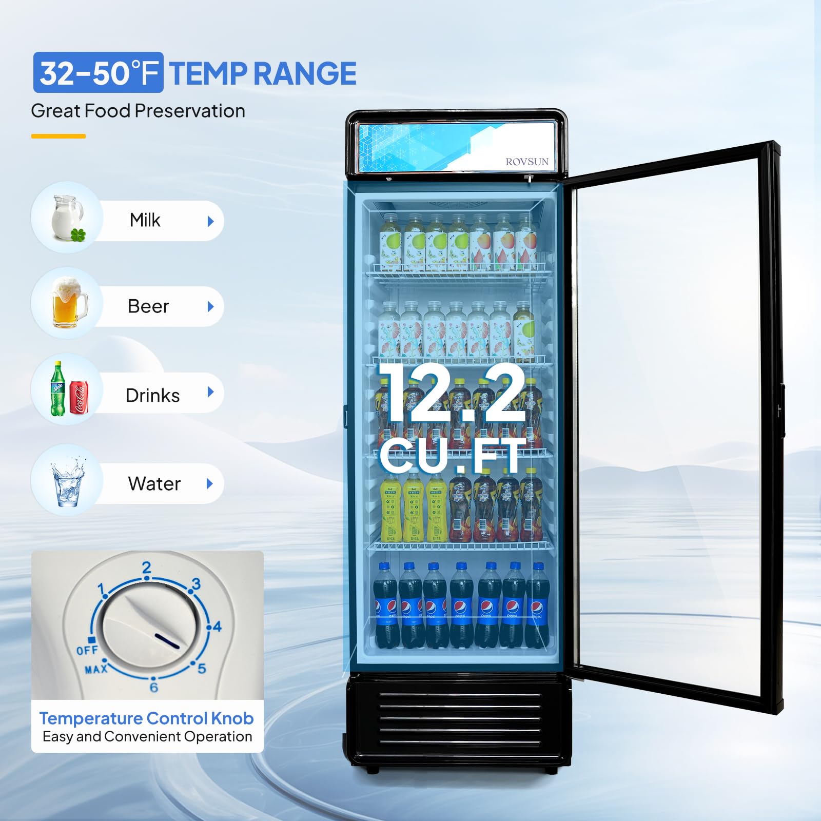 ROVSUN 25" 12.2 Cu.Ft. 280W 115V Black Beverage Refrigerator