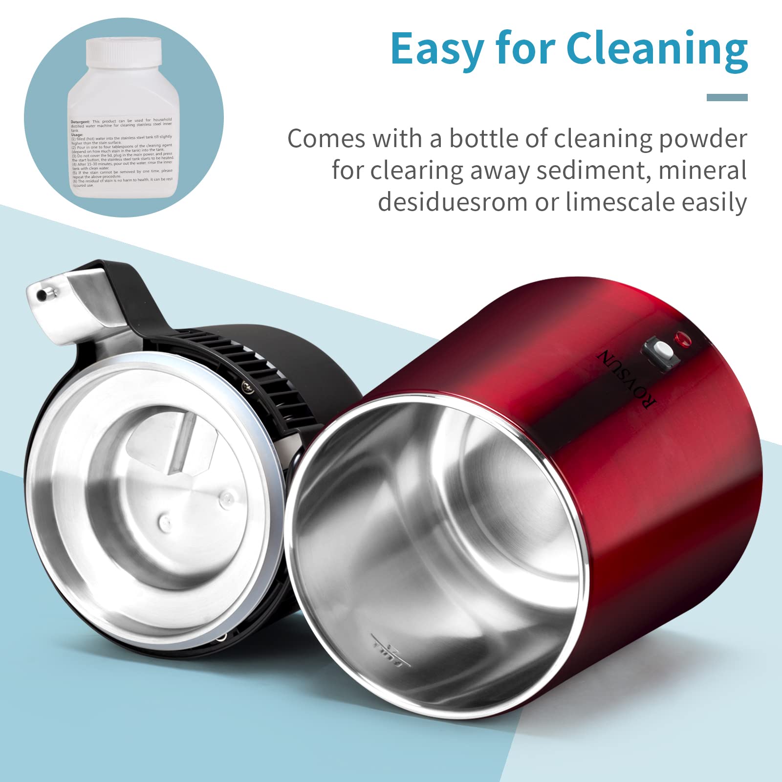 ROVSUN 1.1 Gal 750W 110V Water Distiller Countertop Red