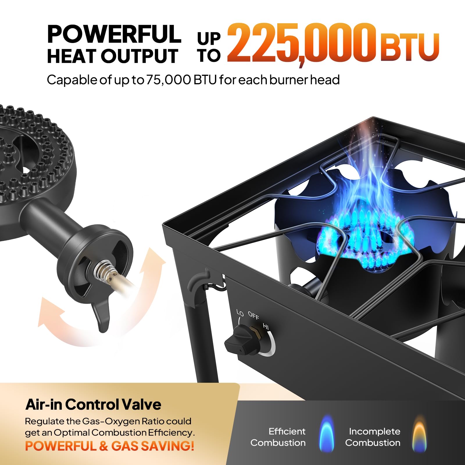 ROVSUN 3-Burner 225,000 BTU Outdoor Camping Propane Stove