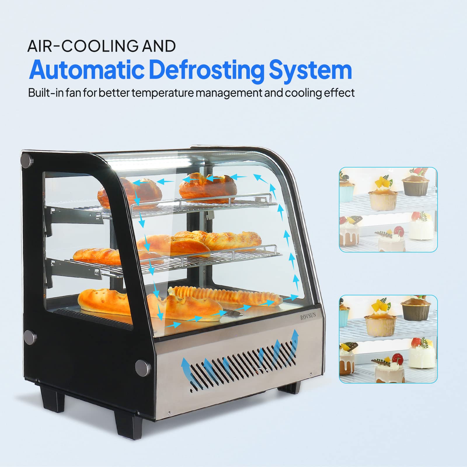 ROVSUN 27" 3.7 Cu.Ft. 170W 110V Silver Refrigerated Bakery Display Case