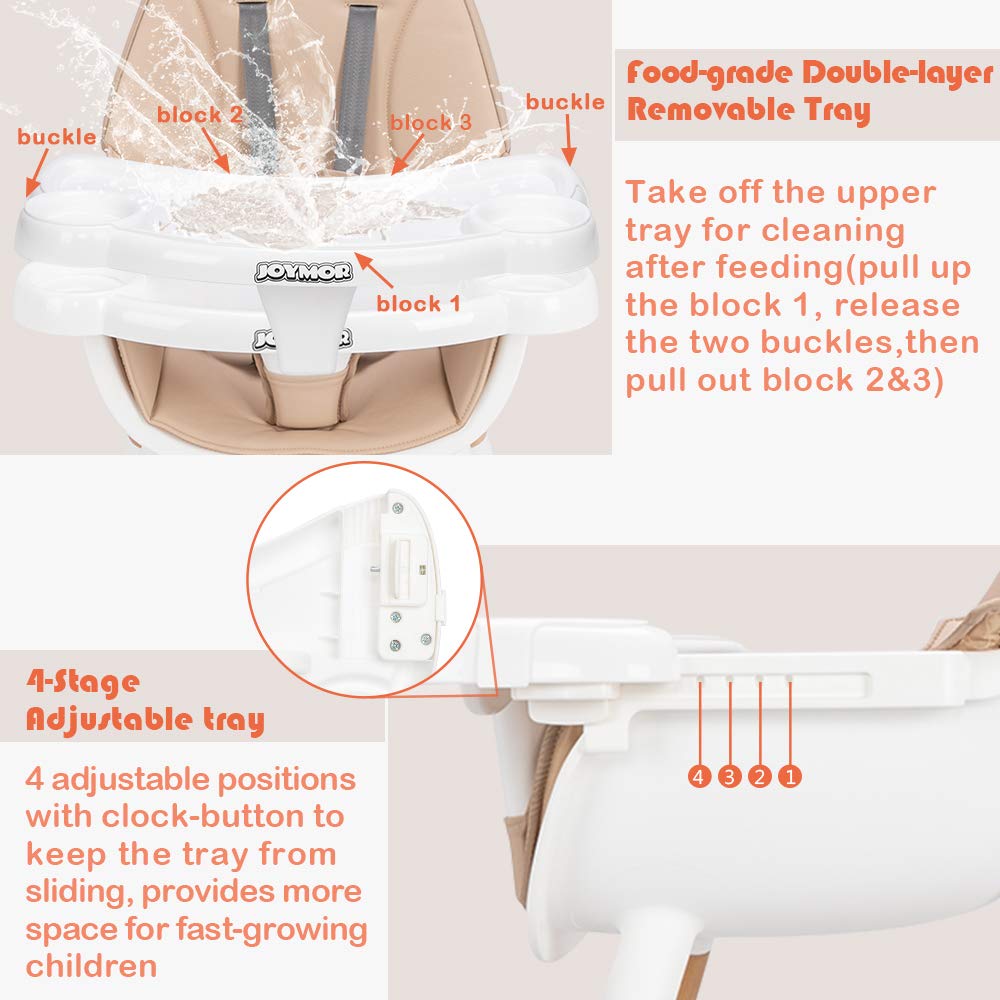 5 in 1 Convertible Baby High Chair for Babies to Toddlers Off White