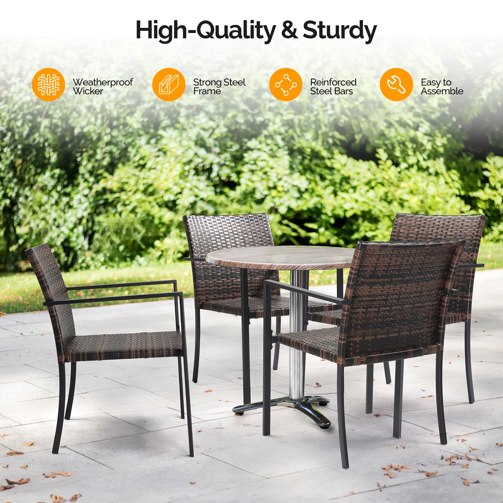 Wicker Outdoor Dining Chair Set Stackable