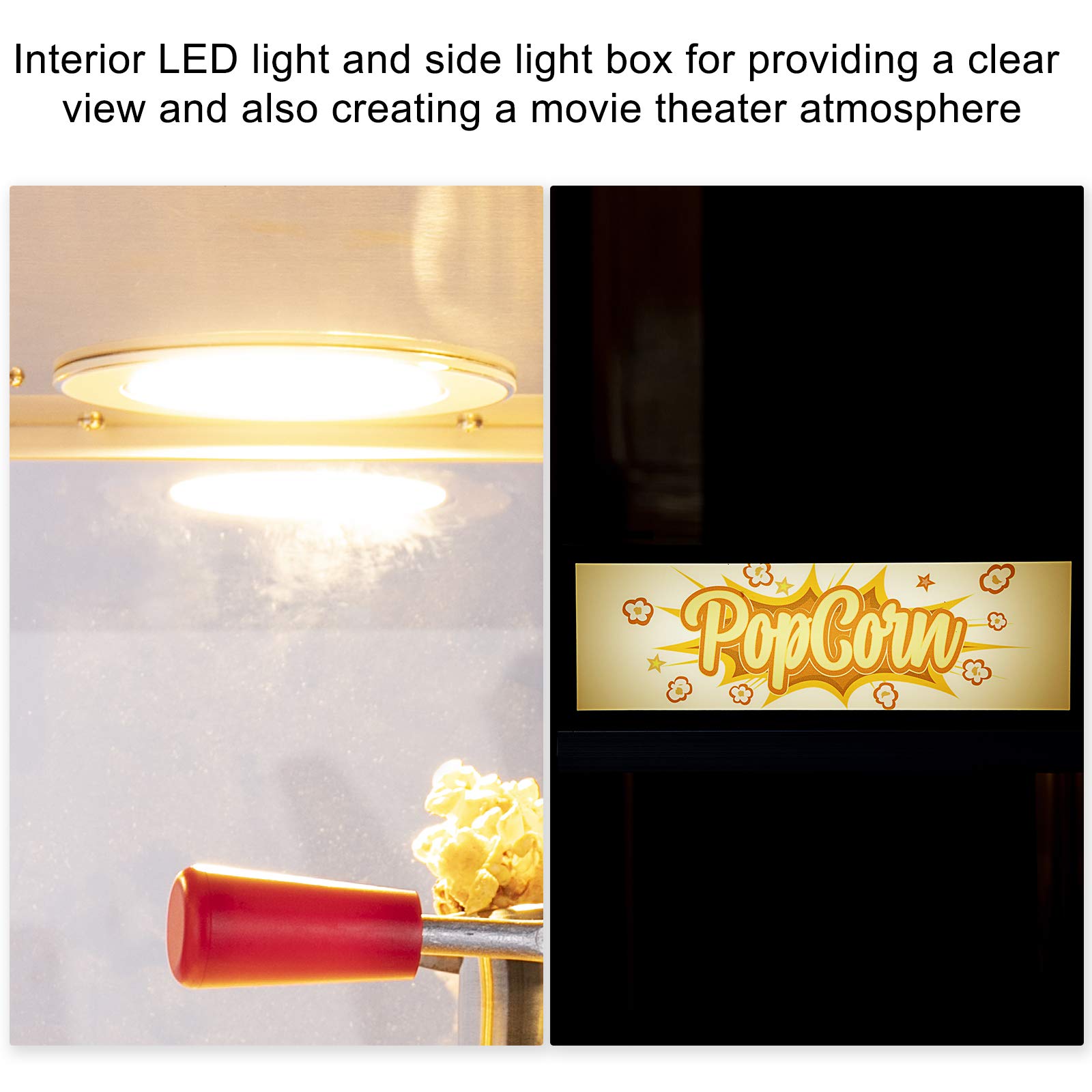 ROVSUN 8 oz Red Popcorn Machine with Cart