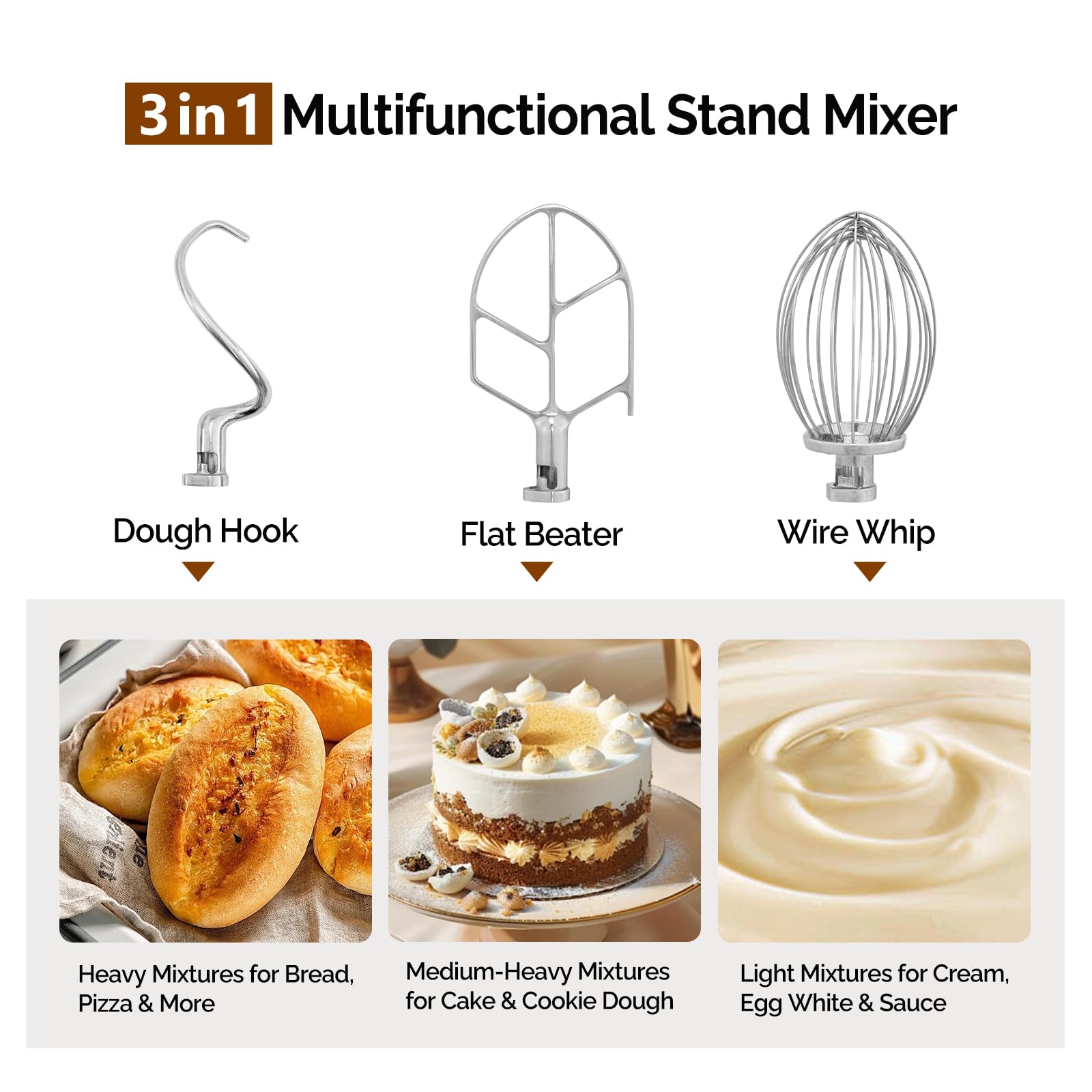 ROVSUN 15 QT 550W 110V Commercial Dough Mixer with 3 Speed Silver