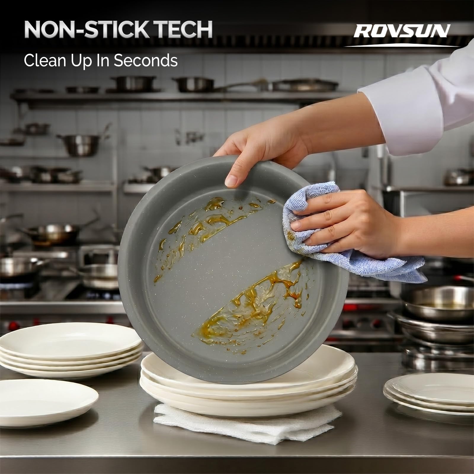 ROVSUN 5 QT Round Gray-Gold Chafing Dish Buffet Set with Lid Holder