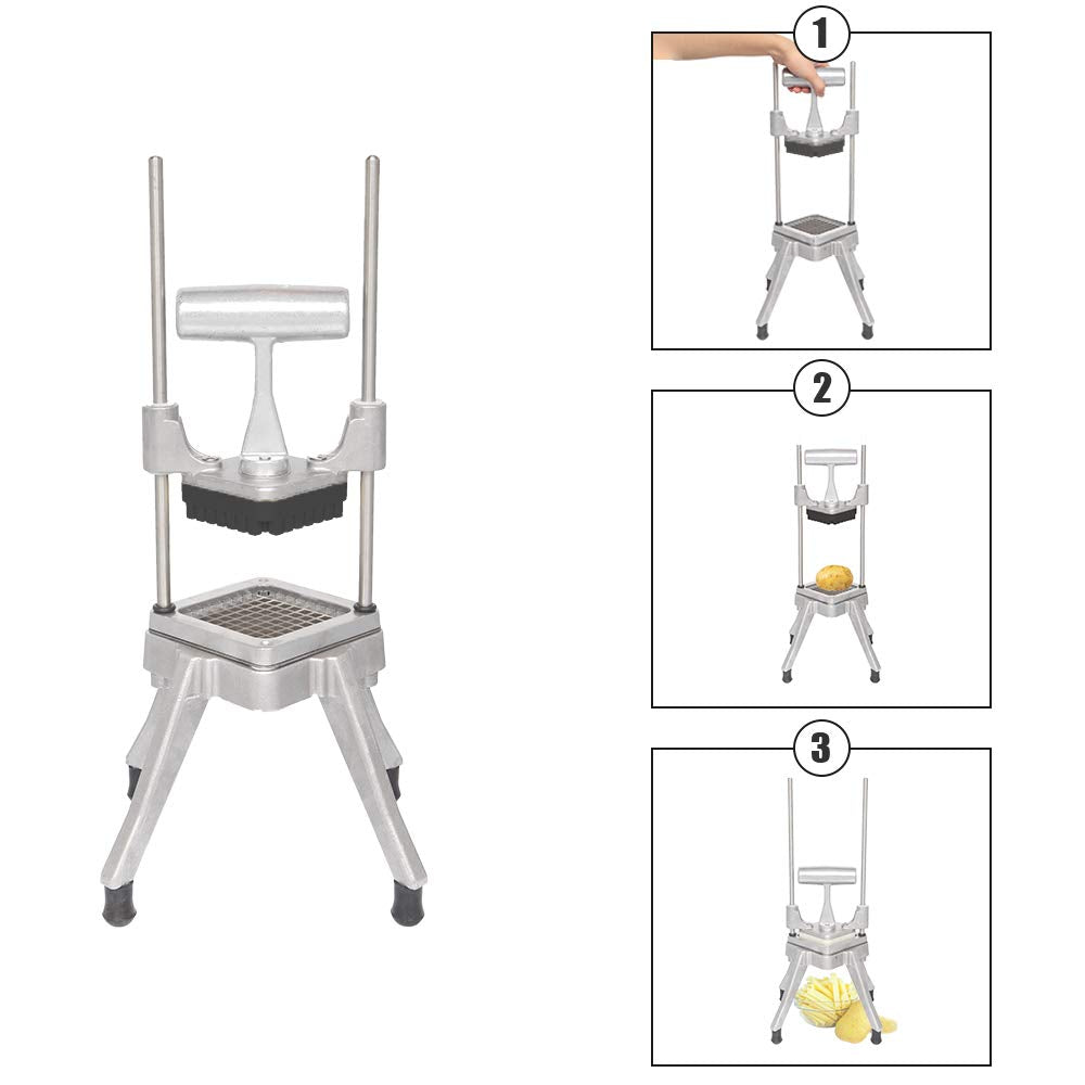 ROVSUN Hand Pressure Commercial French Fry Cutter with 4 Sizes Blades