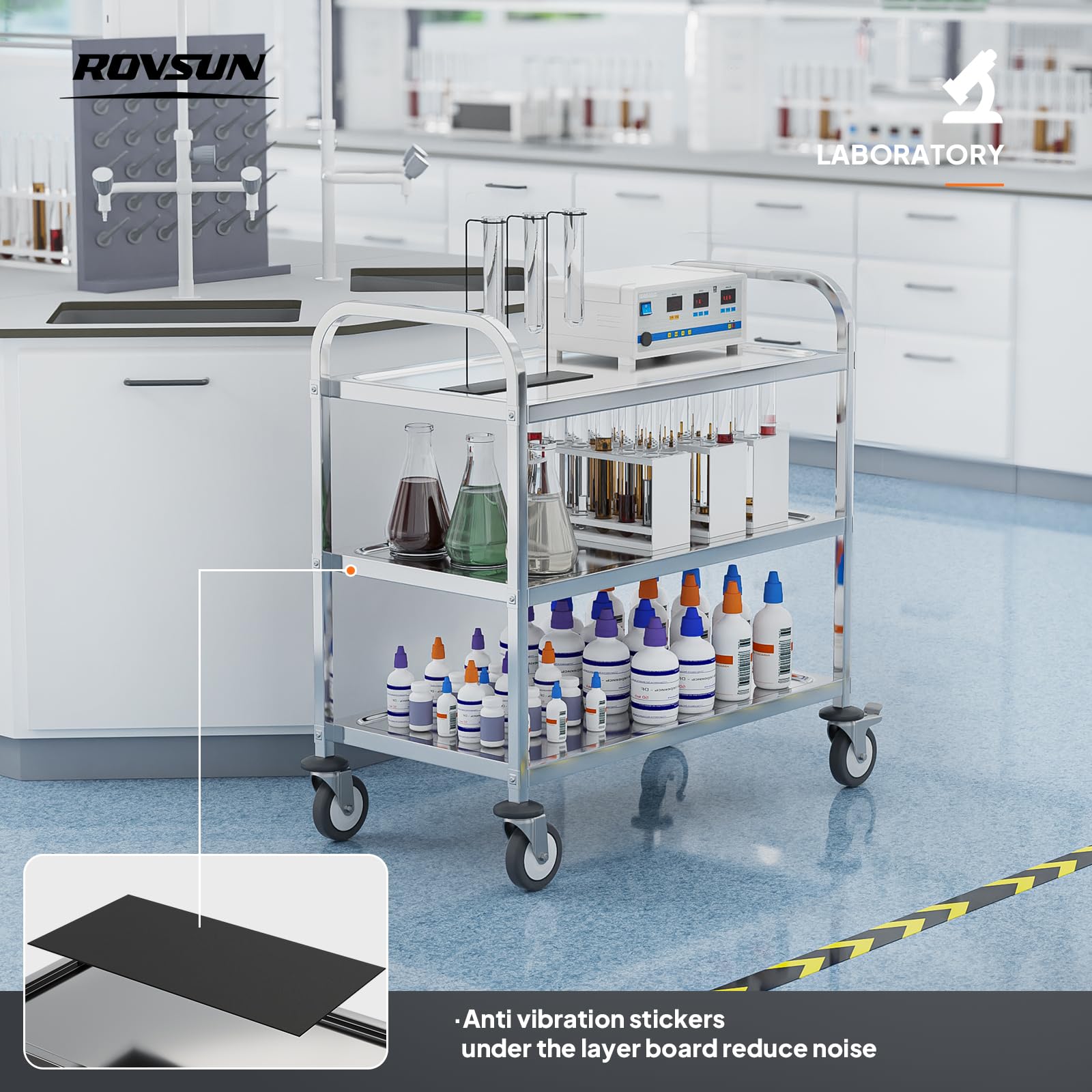 3-Tier 33" x 17" 330 lb. Capacity Stainless Steel Utility Cart