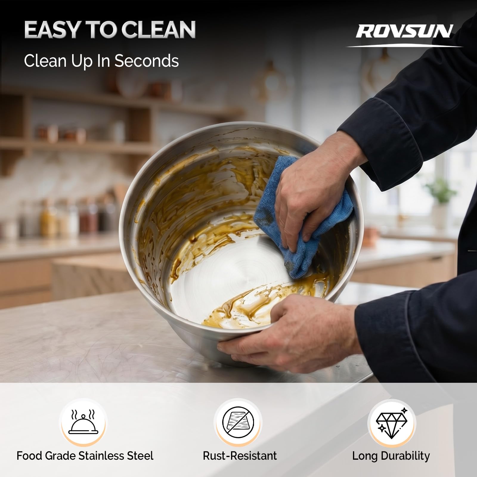 ROVSUN 11 QT Round Silver-Gold Buffet Soup Chafer with Lid Holder