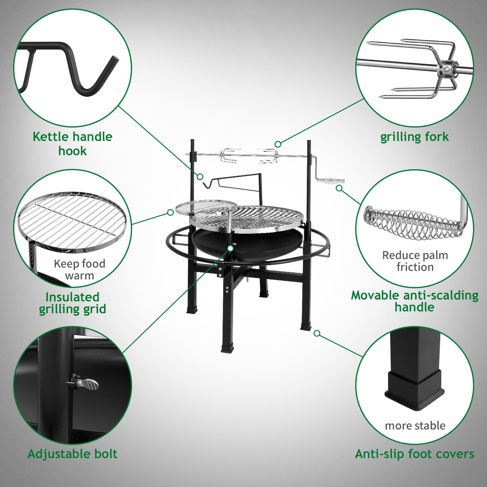 ROVSUN 33" 2 in 1 Wood Burning Fire Pits with Grills