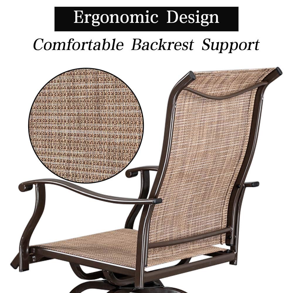 2 Pieces Outdoor Swivel Bar Stool Set Brown