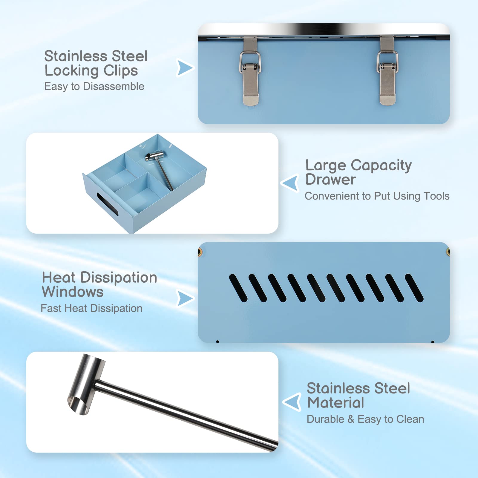 ROVSUN 21" 980W 110V Cotton Candy Machine Cart with Bowl & Cover Blue