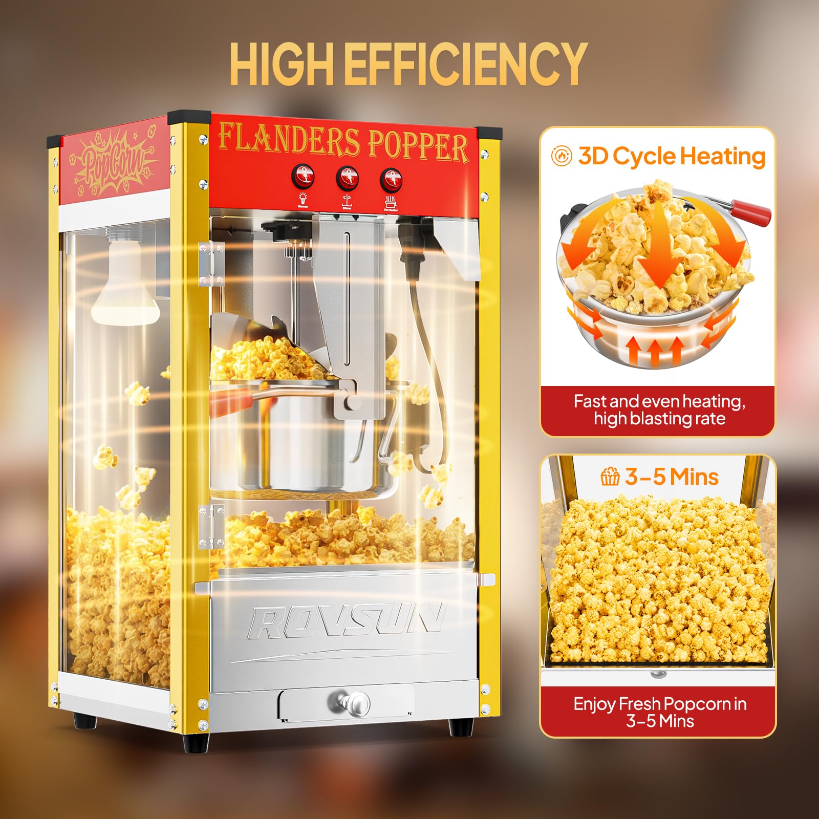 ROVSUN Commercial Red Popcorn Machine with 10 Oz Kettle