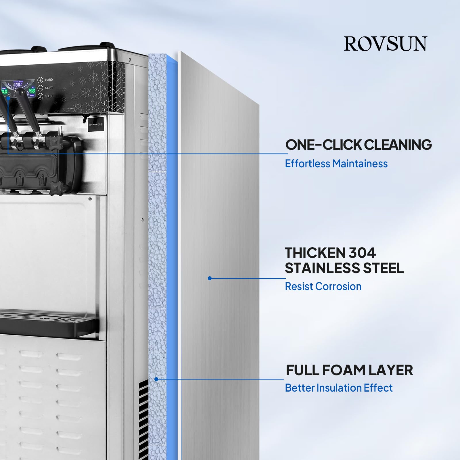 ROVSUN 3.2 Gallon 2200W 110V Ice Cream Machine with Wheels