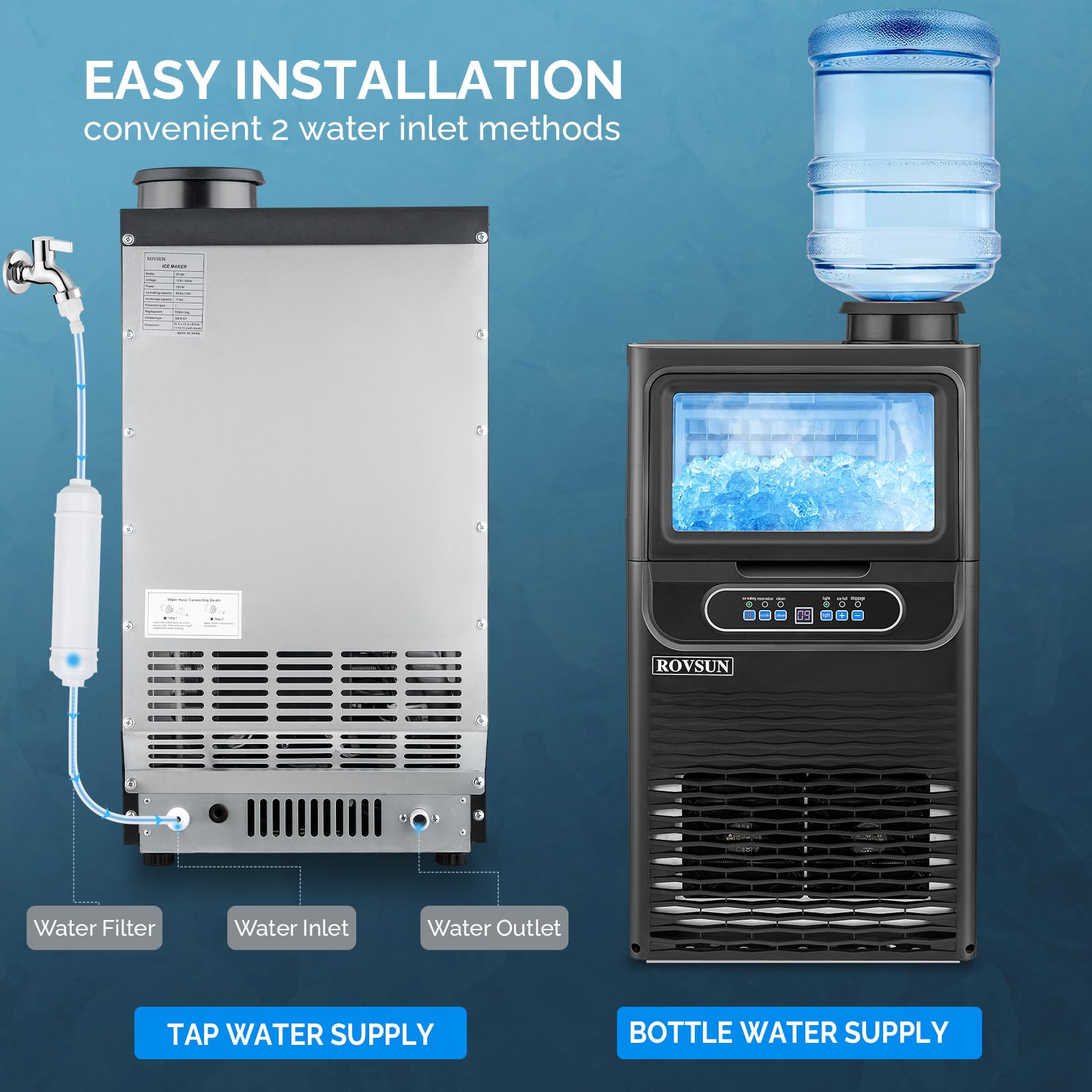 ROVSUN 13" 70 lb. 220W 115V Air Cooled Ice Machine Maker Countertop Black