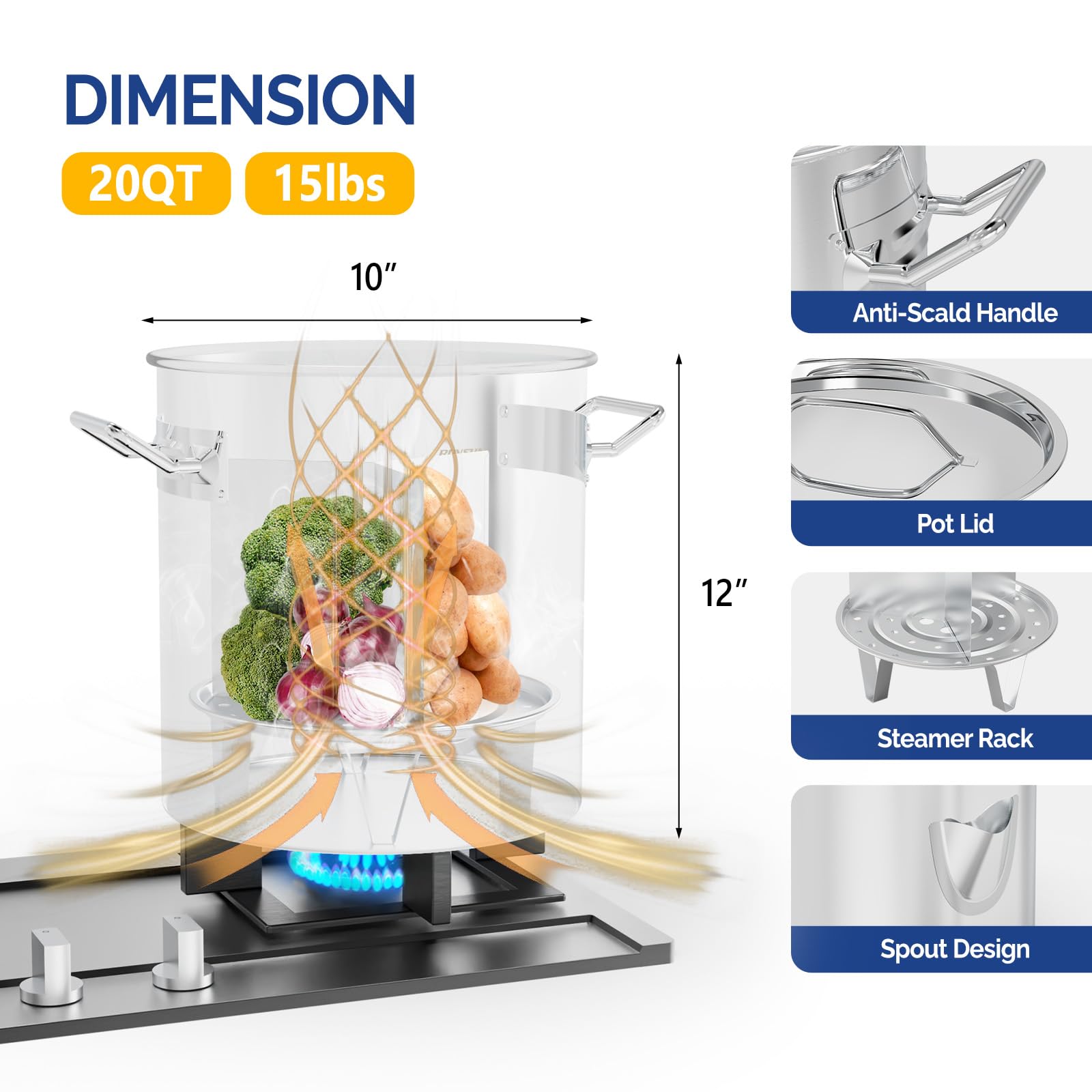 ROVSUN 20 QT Stainless Steel Tamale Steamer Pot