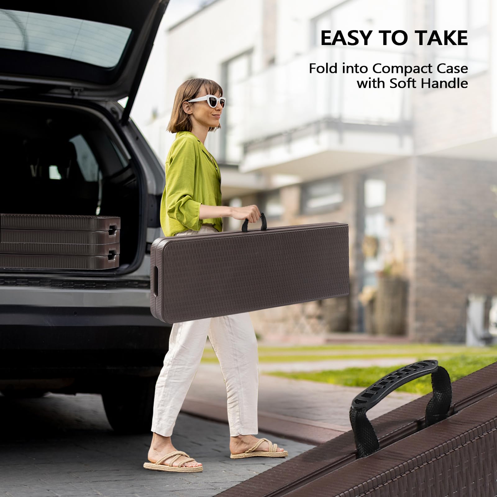 6 Feet Plastic Folding Bench Outdoor Picnic Party Seat Brown