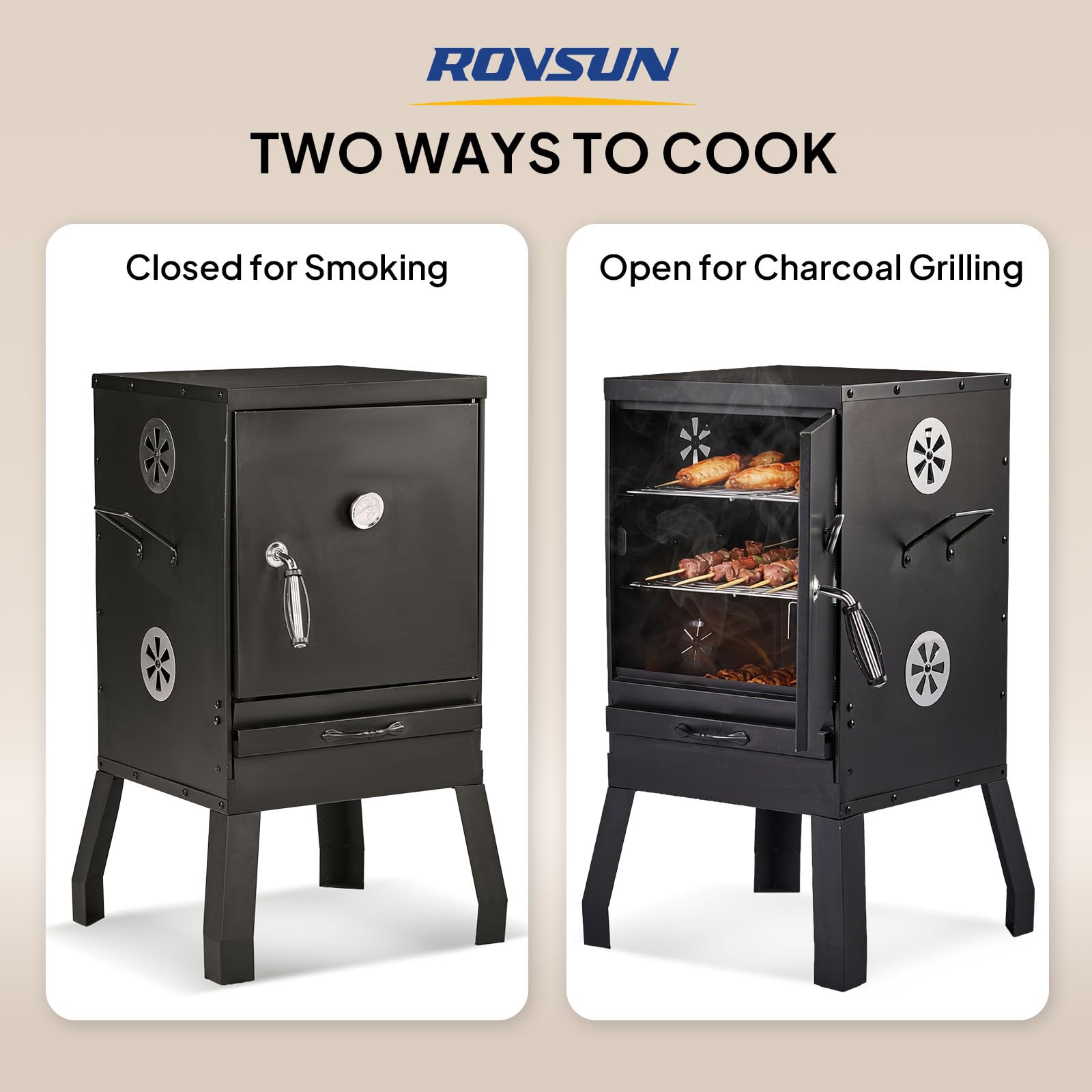 ROVSUN 2-in-1 Outdoor Smoker with Door