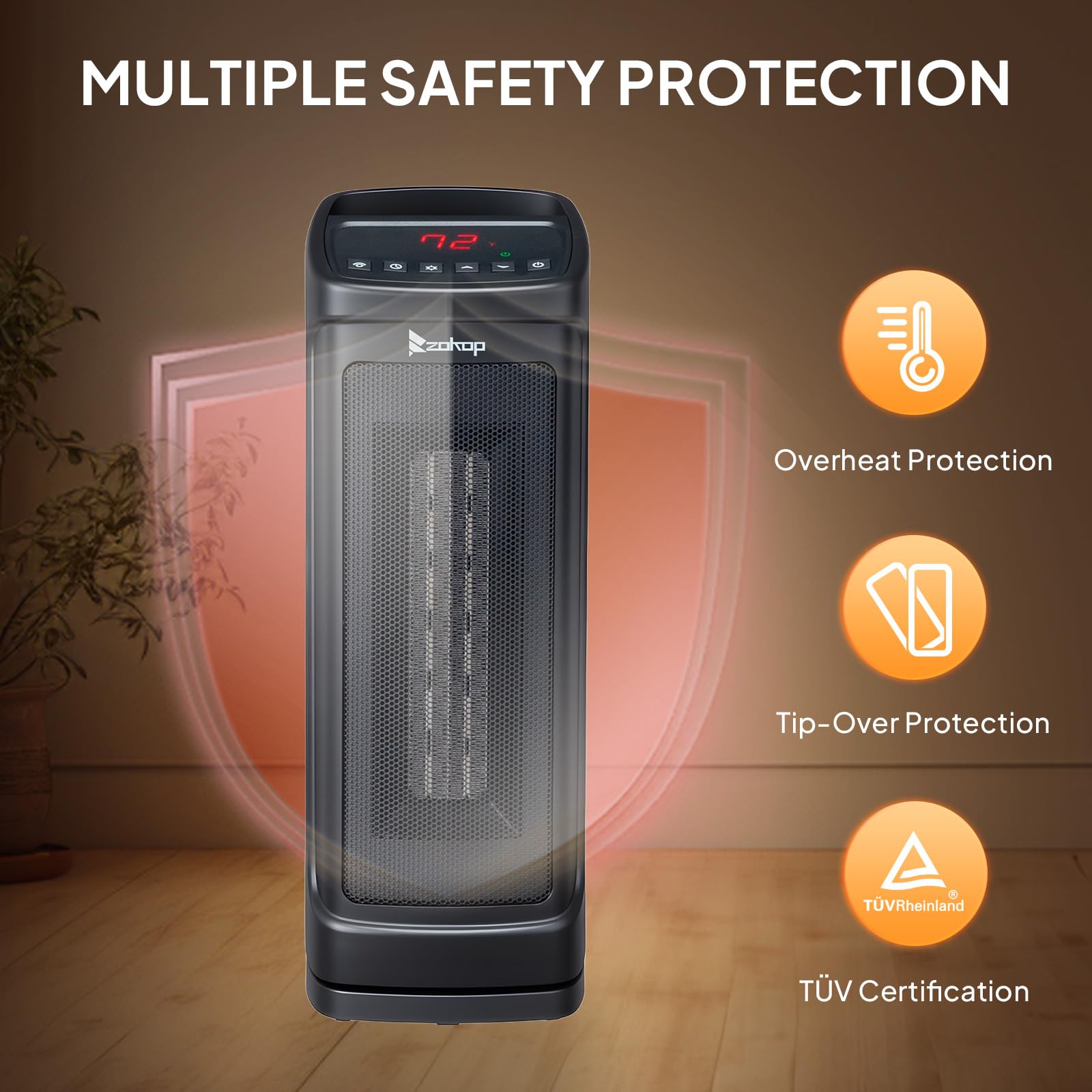 ROVSUN 17" High 1,500W 120V Electric Tower Heater