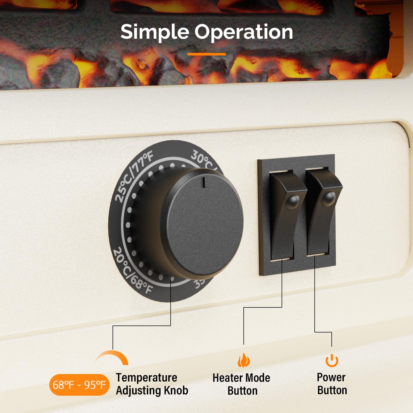 ROVSUN 20" High 1400W 120V Electric Fireplace Stove Milky White