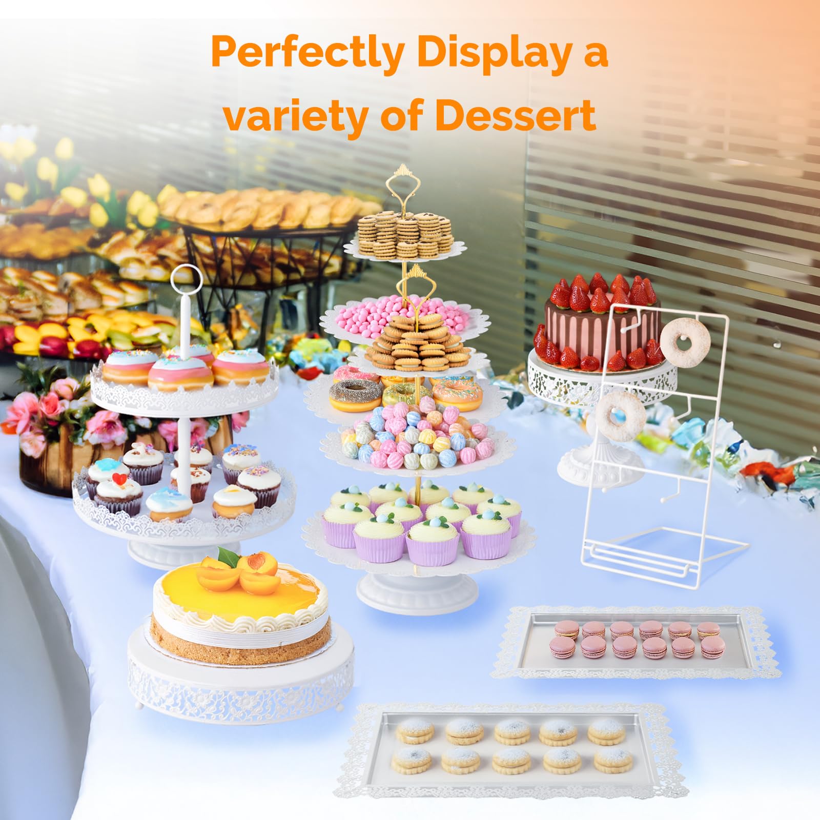 ROVSUN 12 PCS White Dessert Table Display Set