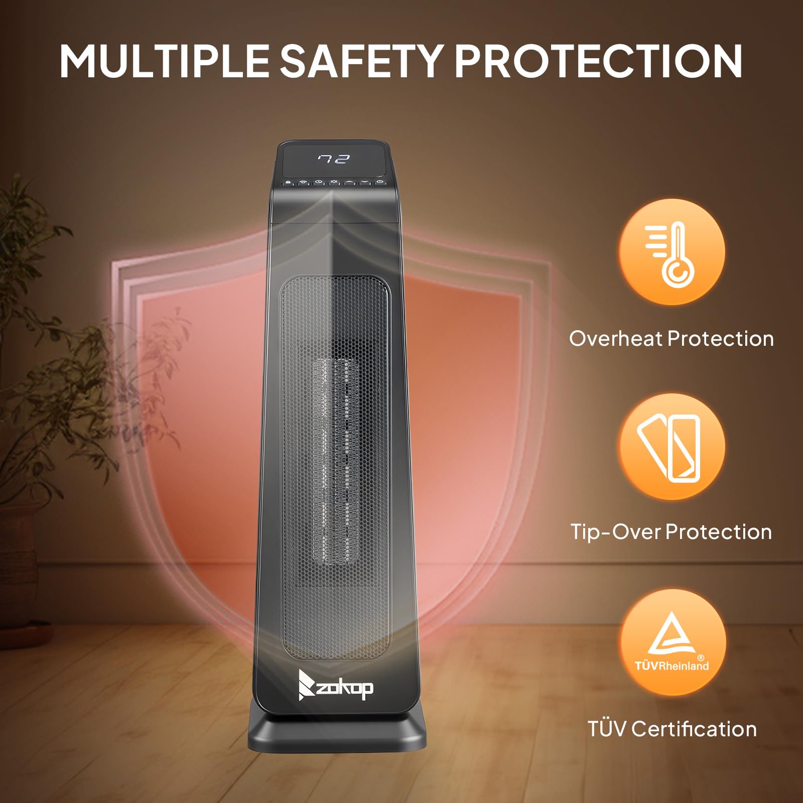 ROVSUN 23" High 1,500W 120V Electric Tower Heater