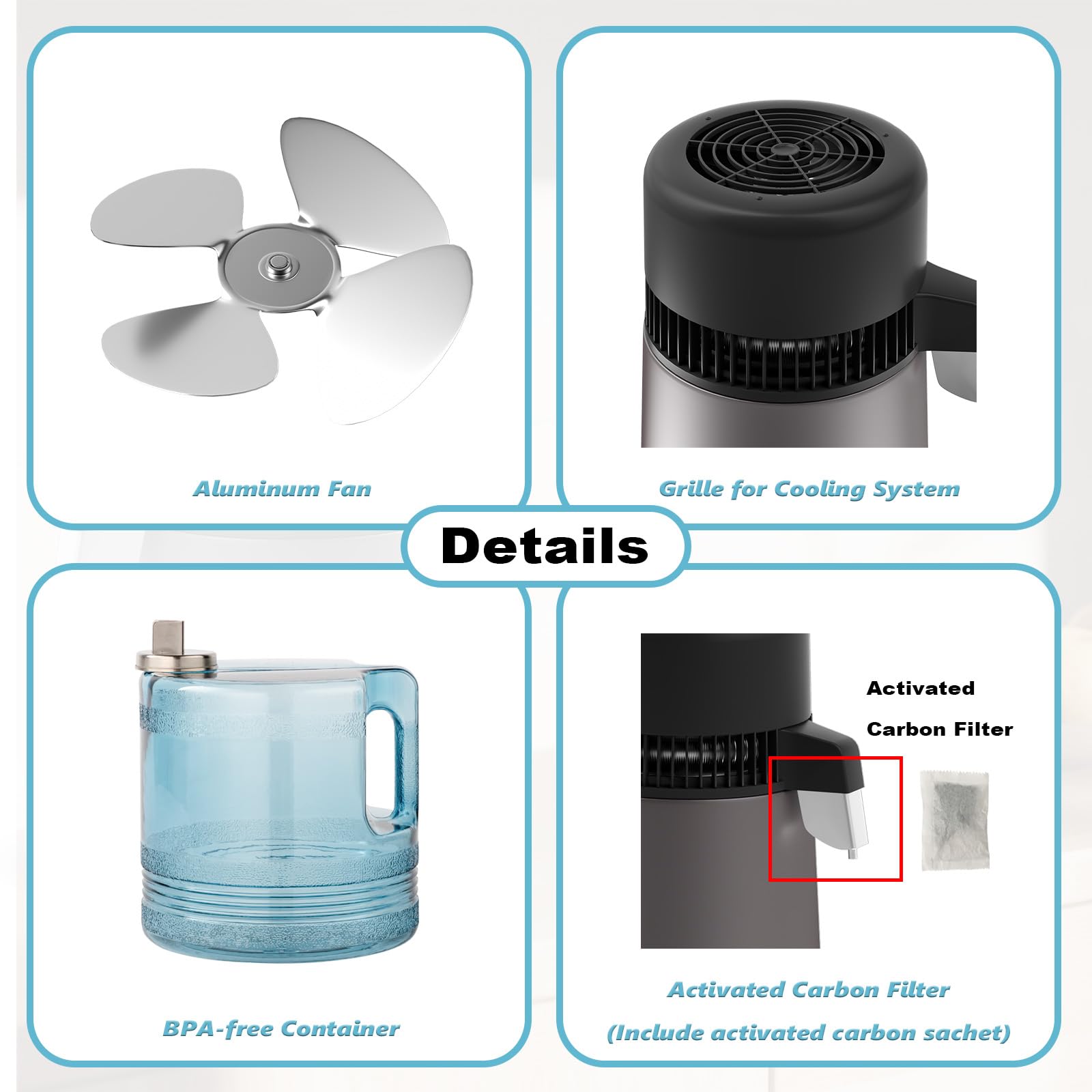 ROVSUN 1.1 Gal 750W 110V Water Distiller Countertop Gray