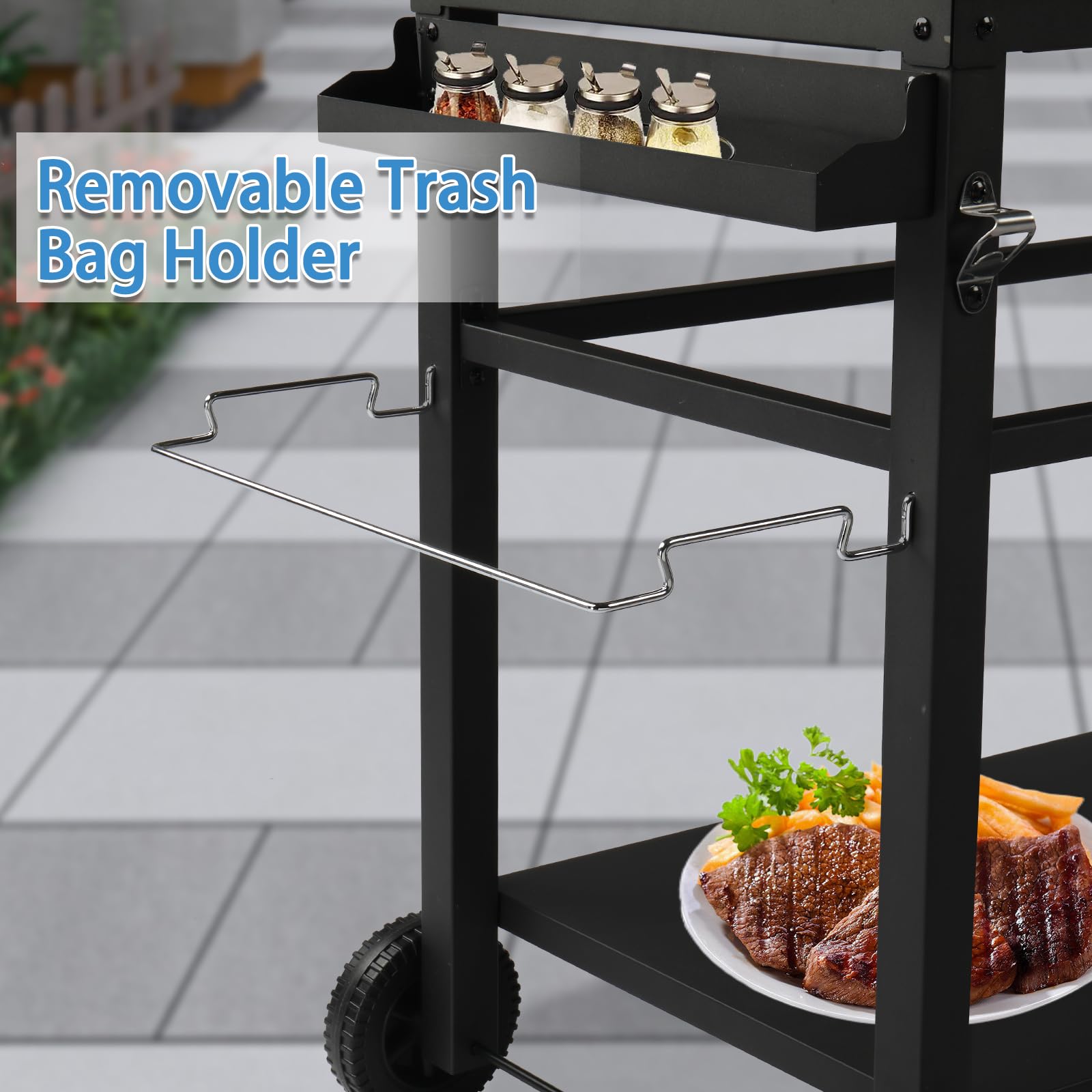 ROVSUN 44" Outdoor Grill Cart with Flattop Black