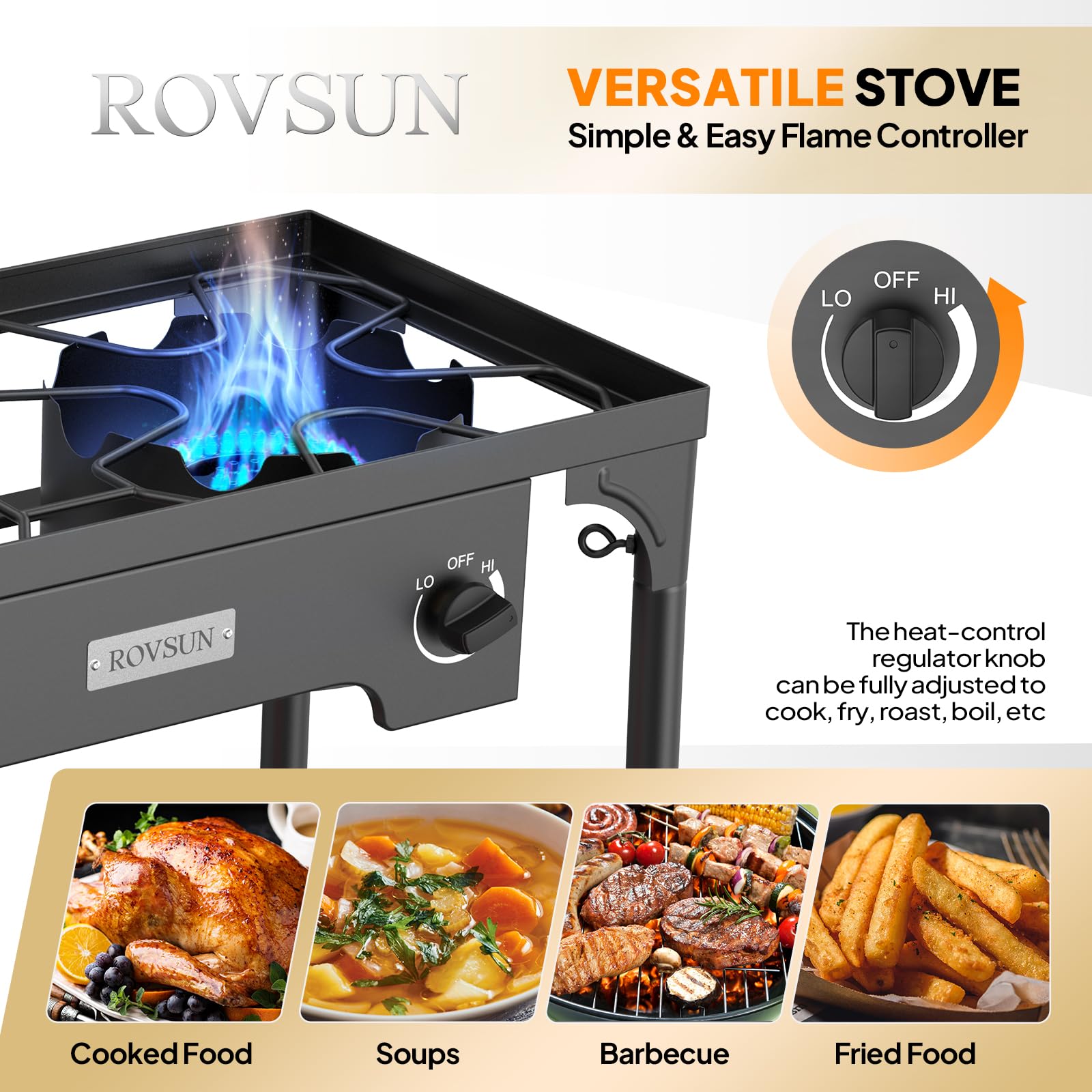 ROVSUN 2-Burner 150,000 BTU Windproof Outdoor Camping Propane Stove with Bag