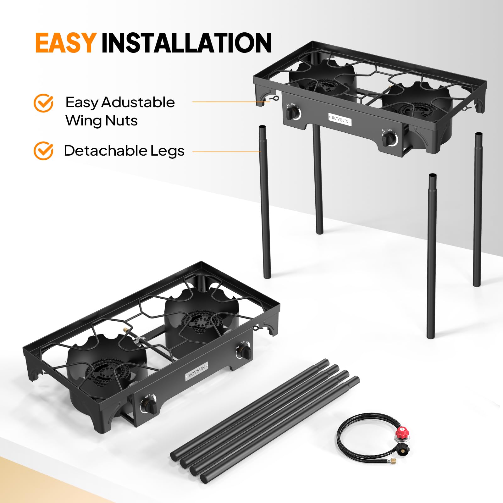 ROVSUN 2-Burner 150,000 BTU Outdoor Camping Propane Stove