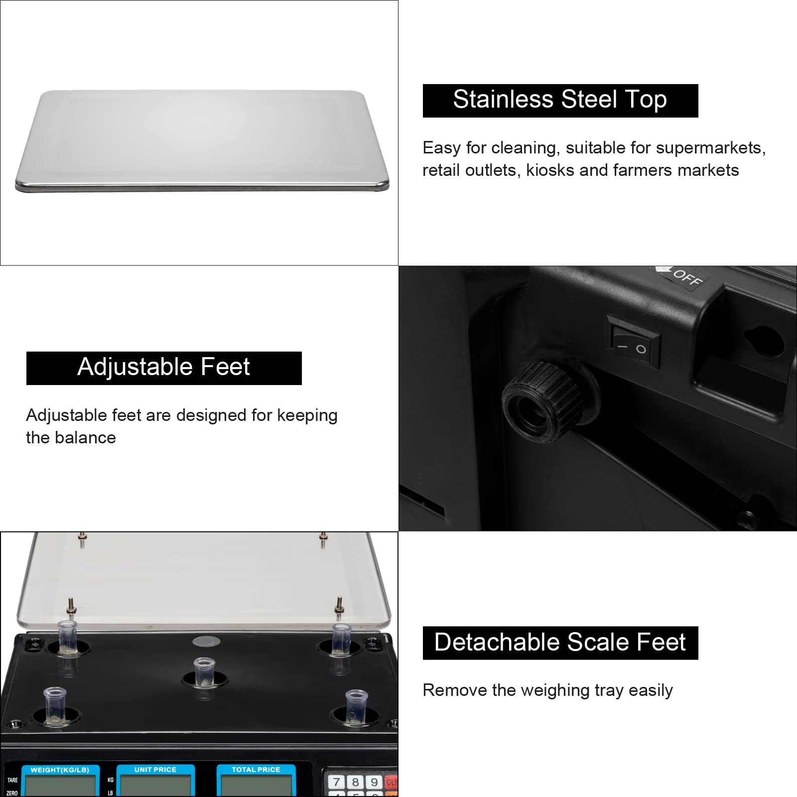 ROVSUN 88 LBS Deli Electronic Price Computing Scale Black