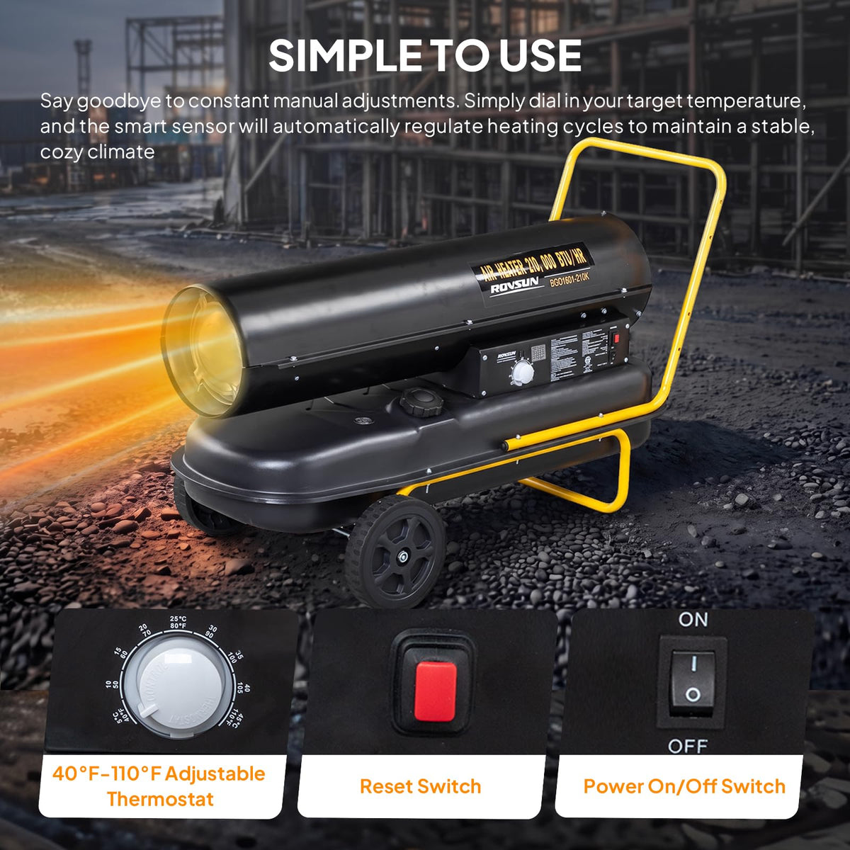 ROVSUN 210000 BTU Kerosene Forced Air Heater Portable Torpedo Diesel Space Heater