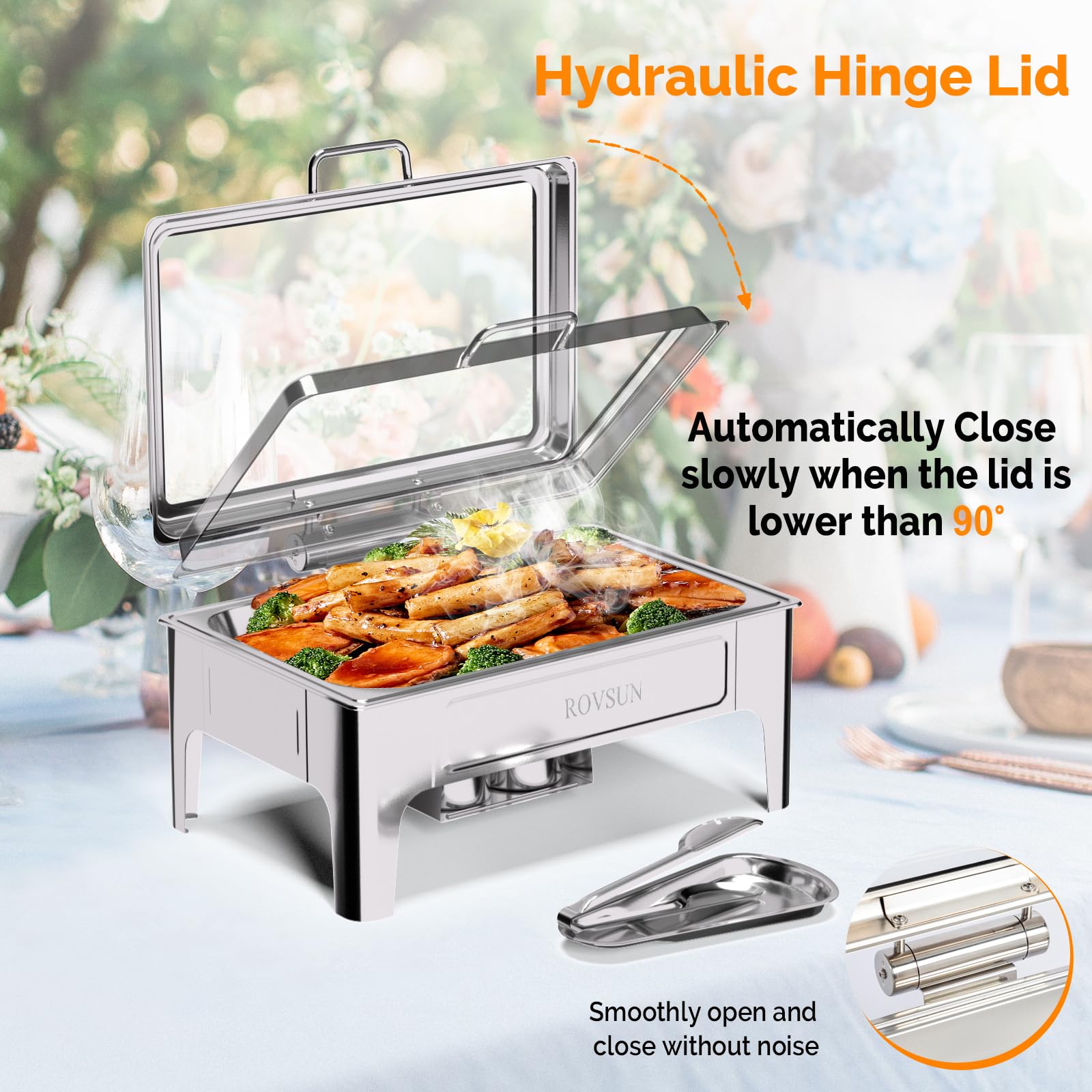 ROVSUN 9 QT Rectangle Silver Chafing Dish Buffet Set with Serving Tong