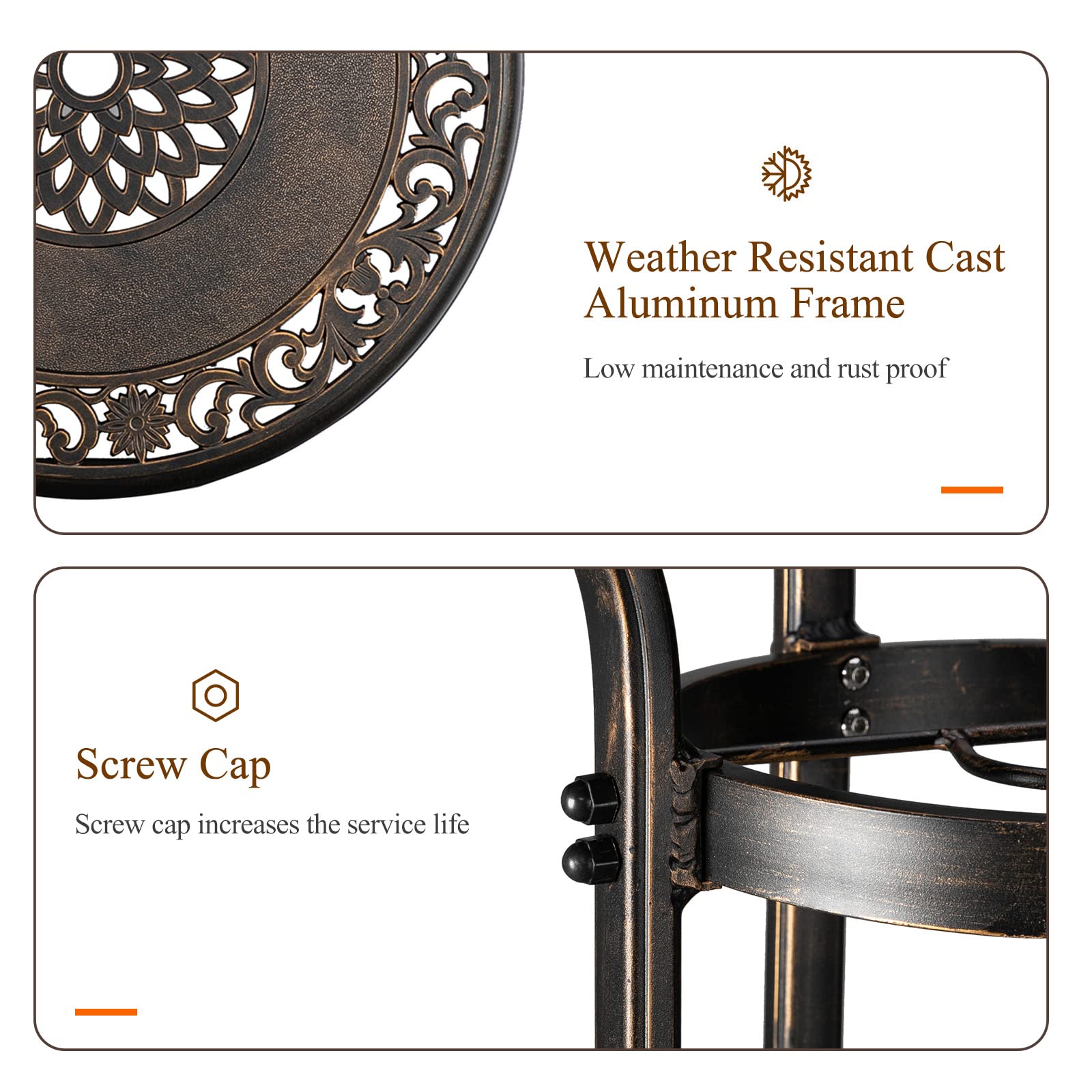 32" Round Outdoor Bar Table with Umbrella Hole Bronze