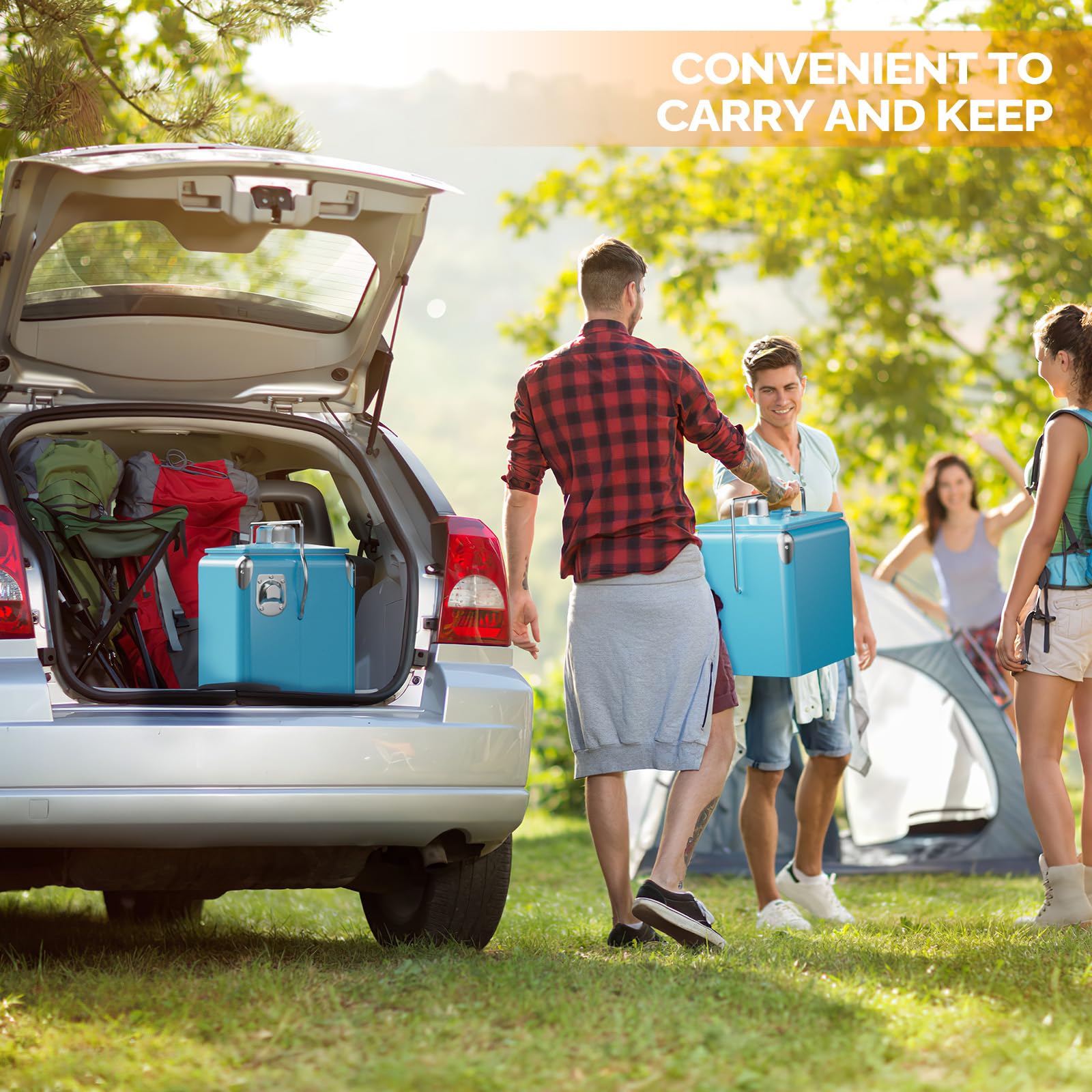 14 Quart Portable Outdoor Camping Small Cooler Ice Chest Blue