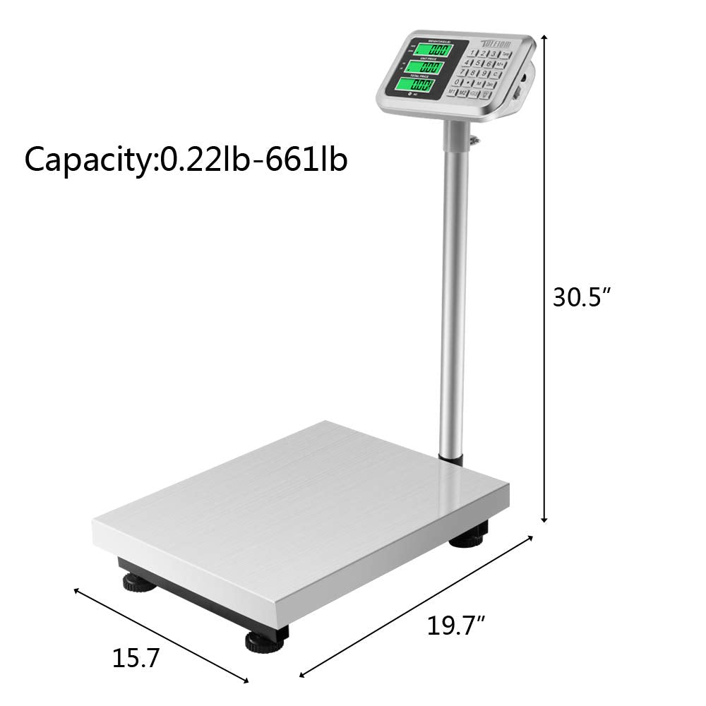661 LBS Weight Electronic Platform Scale for Retail Super Market Grocery Stores Silver
