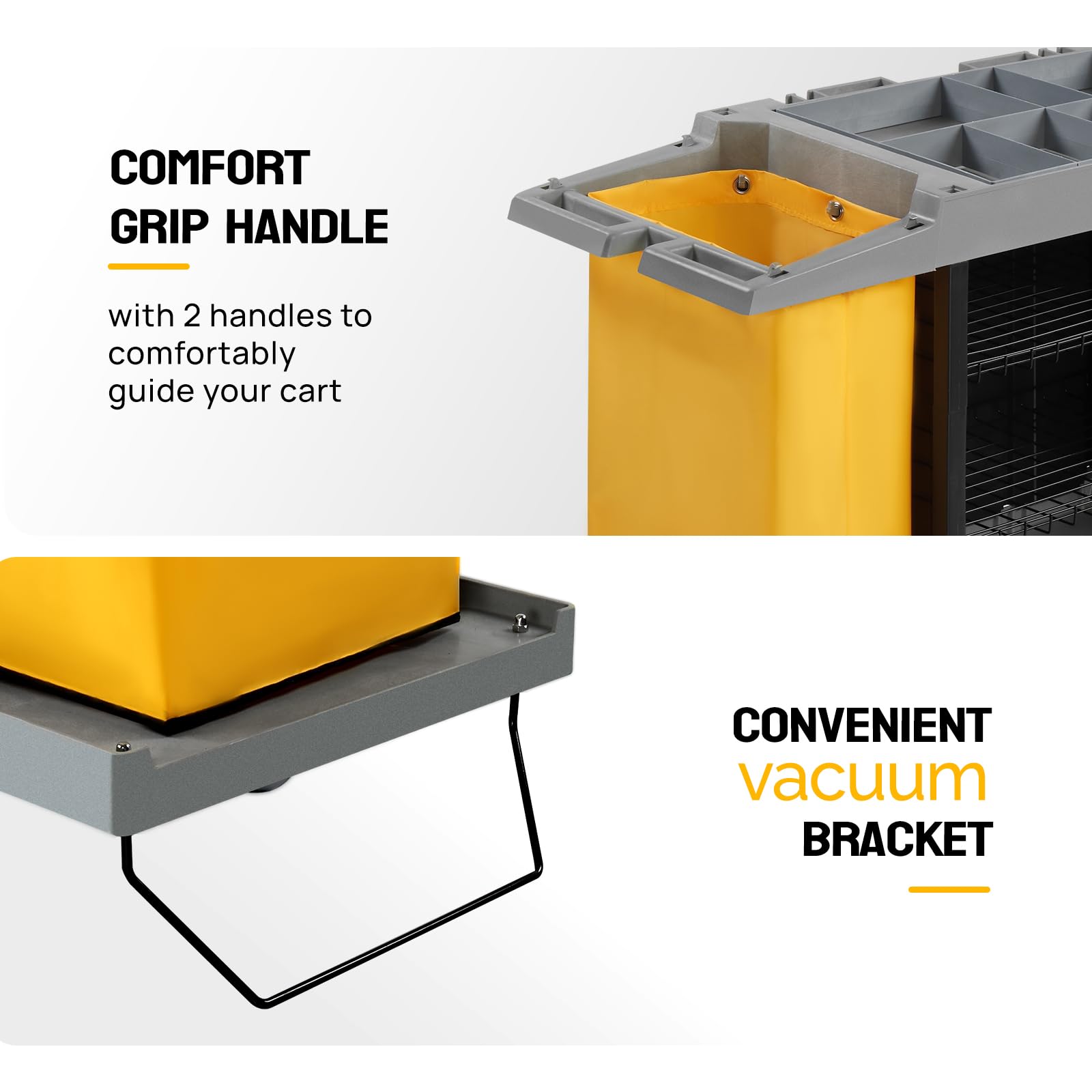 57" Multifunctional Housekeeping Hotel Cart Janitorial Cart