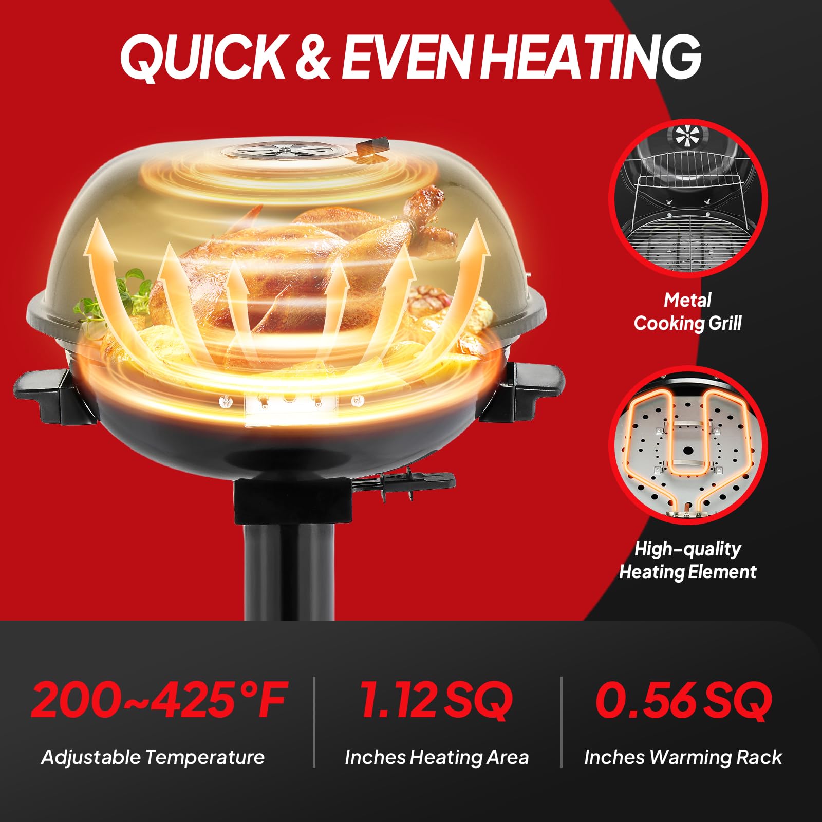 ROVSUN 1,600W Vertical Electric Grill with Cover Black