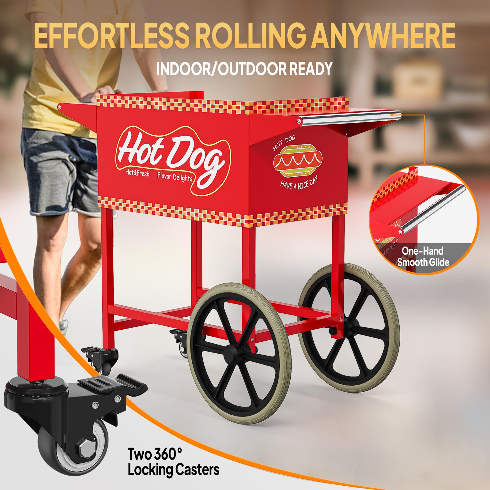 ROVSUN Hot Dog Cart with Storage Bin & Shelves