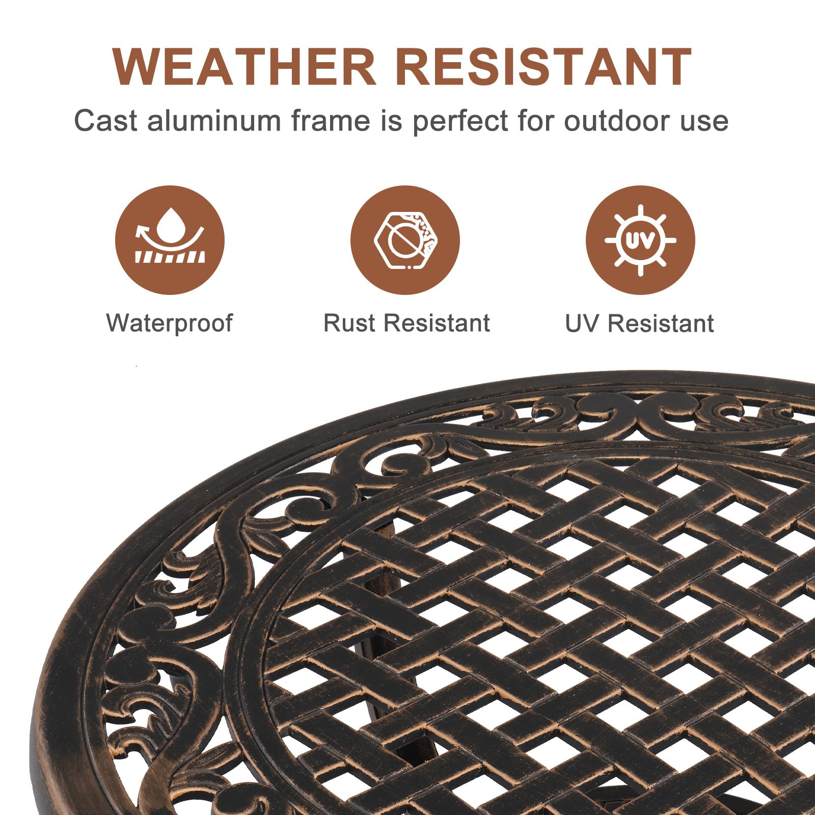 22" Round Cast Aluminum Outdoor Side Table Bronze